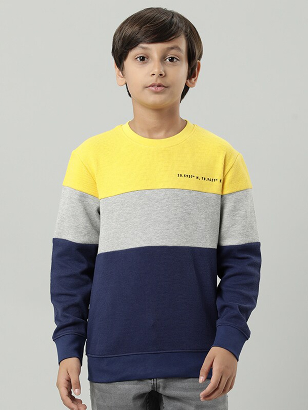 

Indian Terrain Boys Colourblocked Pure Cotton Pullover Sweatshirt, Blue