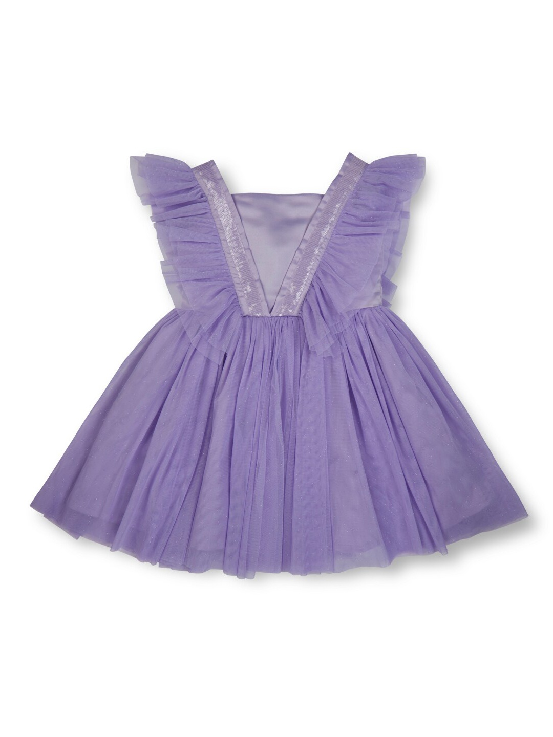 

Gini and Jony Girls Embellished Flutter Sleeves Cotton Fit & Flare Dress, Purple