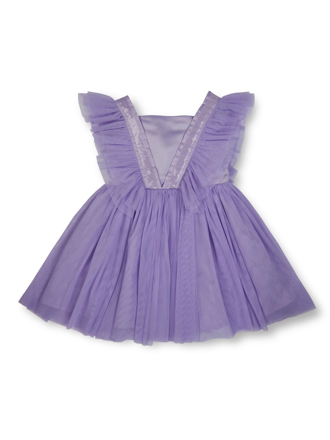 

Gini and Jony Girls Embellished Flutter Sleeves Cotton Fit & Flare Dress, Purple
