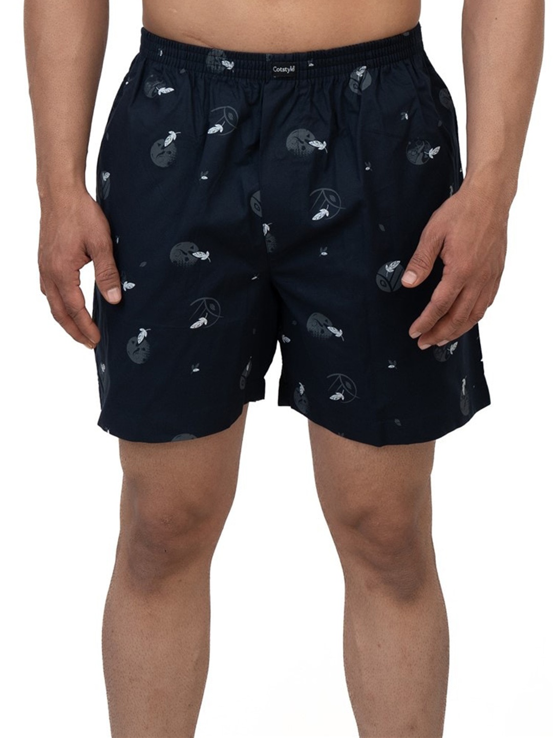 

Cotstyle Printed Pure Cotton Mid Rise Boxer Bxr_1021_Navy Blue-S