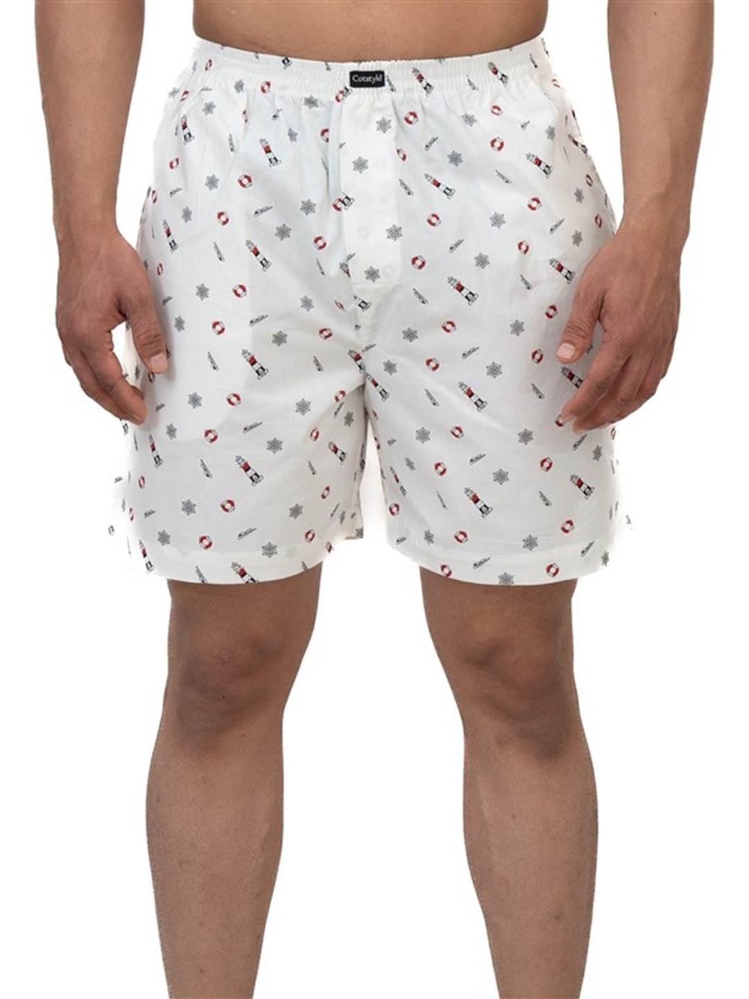 

Cotstyle Printed Pure Cotton Boxers, White