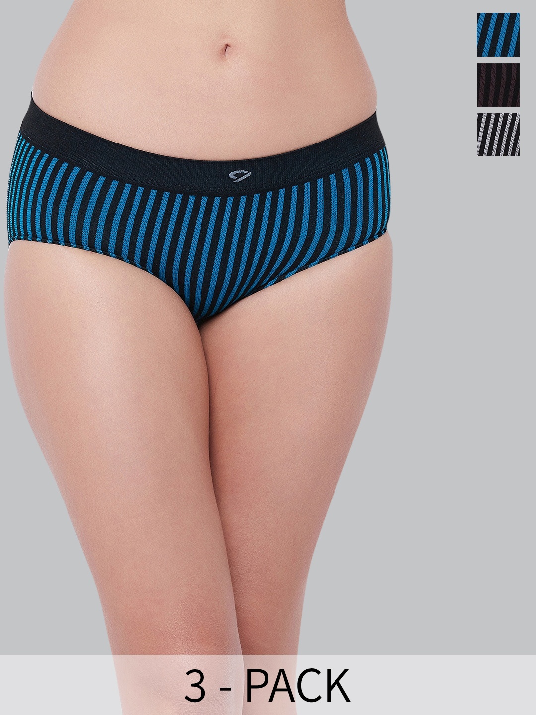 

C9 AIRWEAR Pack Of 3 Seamless Striped Basic Briefs MY1130_PACK1, Black