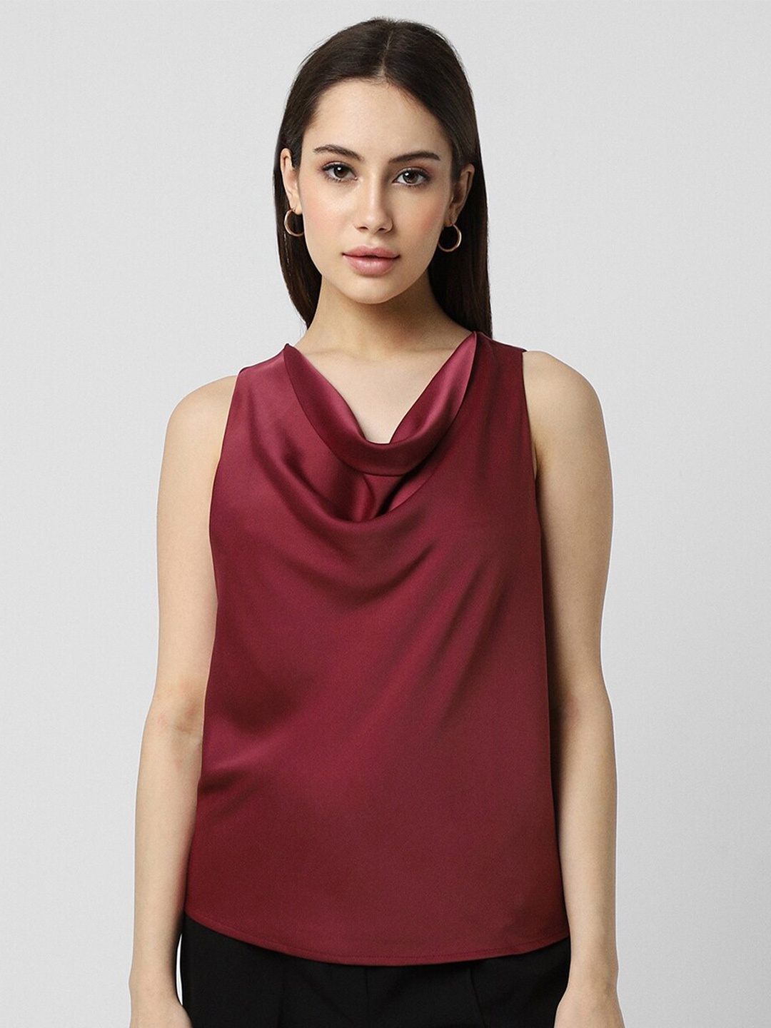 

Van Heusen Woman Cowl Neck Sleeveless Top, Maroon