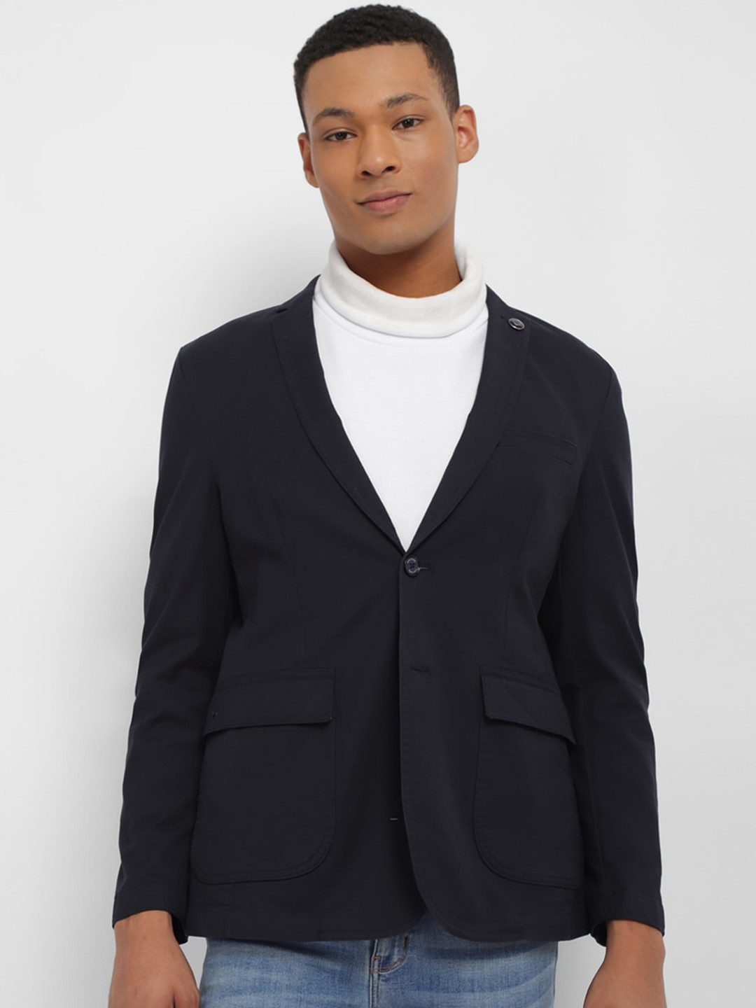 

Allen Solly Single Breasted Notched Lapel Slim Fit Blazer, Navy blue