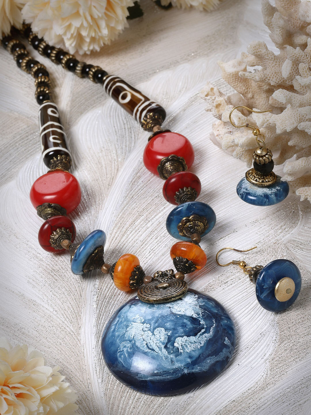 

Moedbuille Gold-Plated Beaded Enamel Jewellery Set