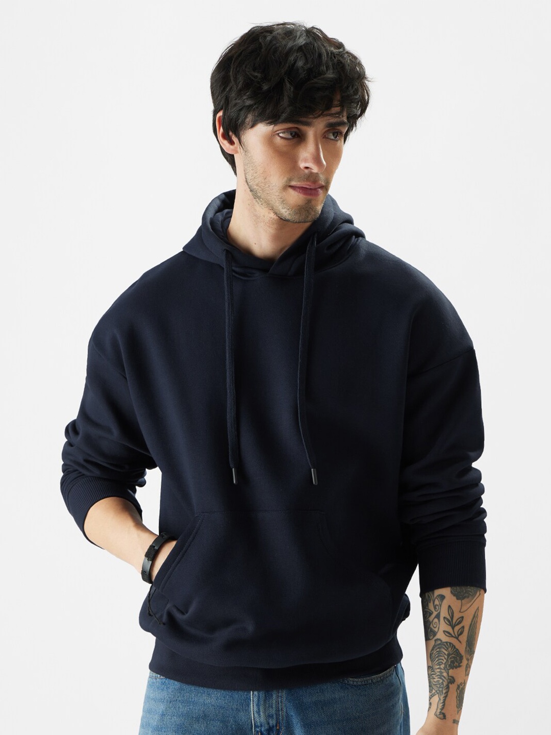 

The Souled Store Hooded Neck Long Sleeve Pullover Sweatshirt, Navy blue