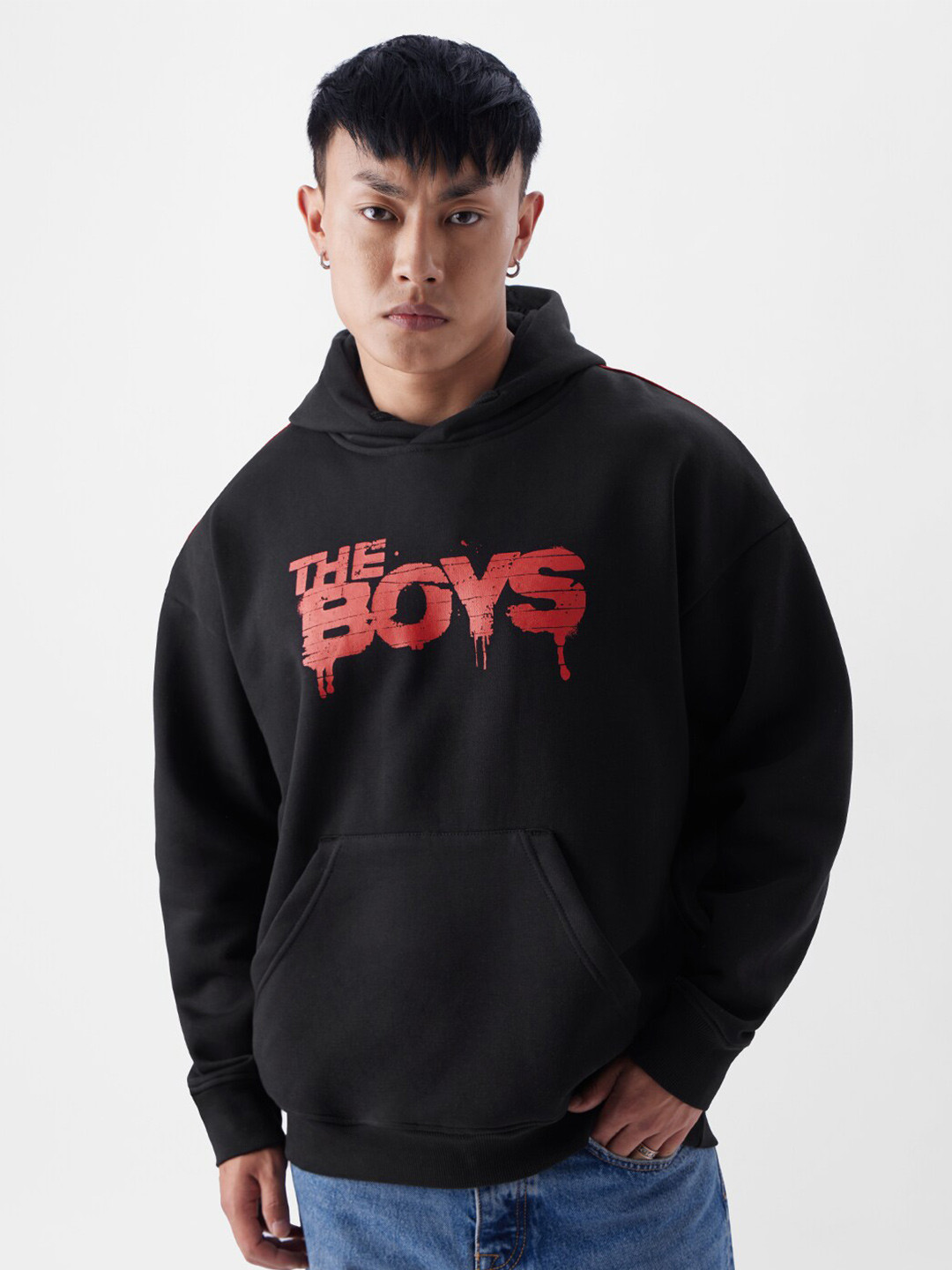 

The Souled Store Typogaphy Printed Hooded Neck Long Sleeve Pullover Sweatshirt, Black