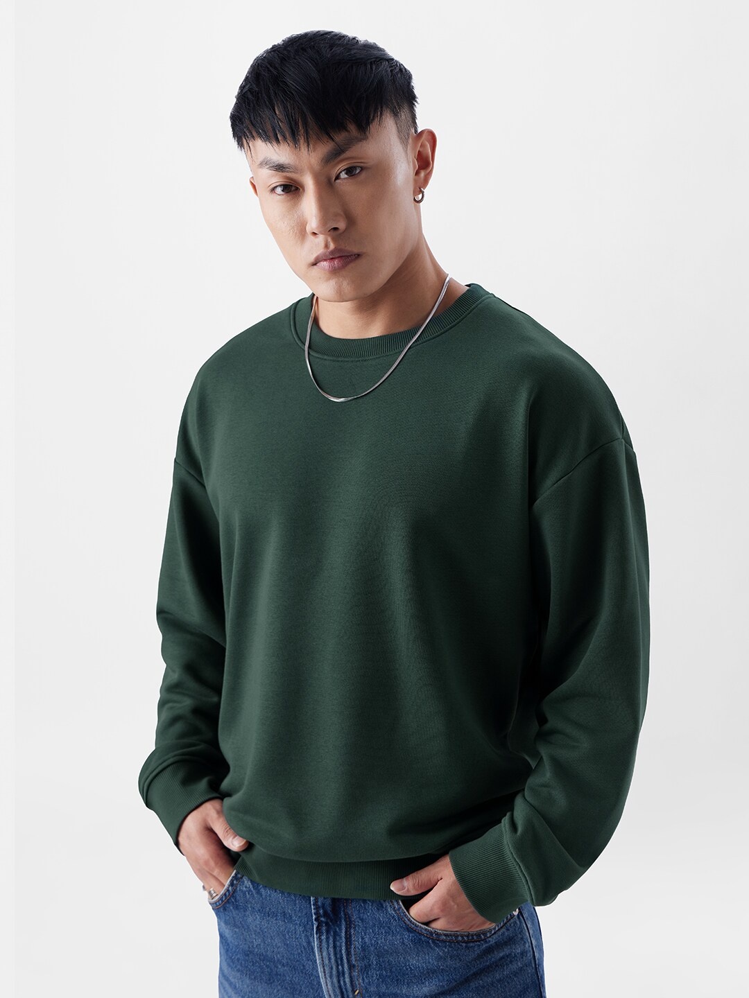 

The Souled Store Green Round Neck Cotton Sweatshirt