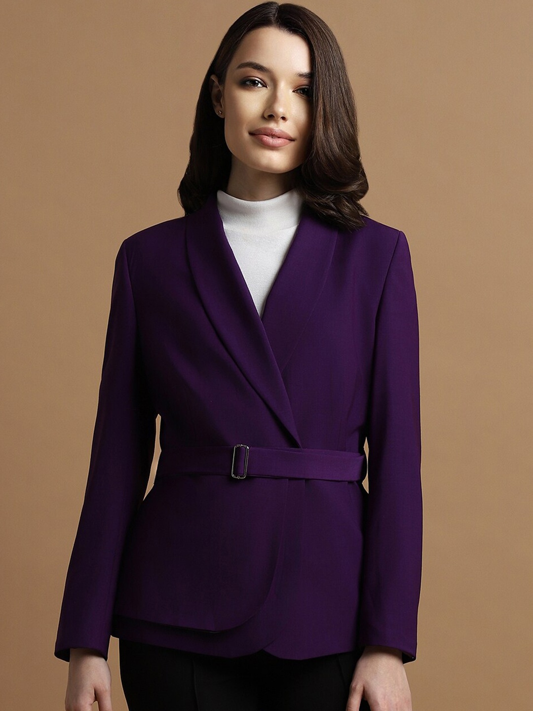 

Allen Solly Woman Single Breasted Slim Fit Blazers, Purple