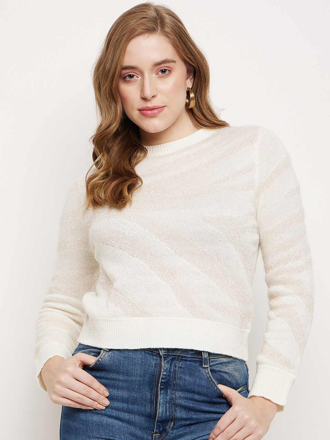 

Madame Self Design Acrylic Pullover, Off white