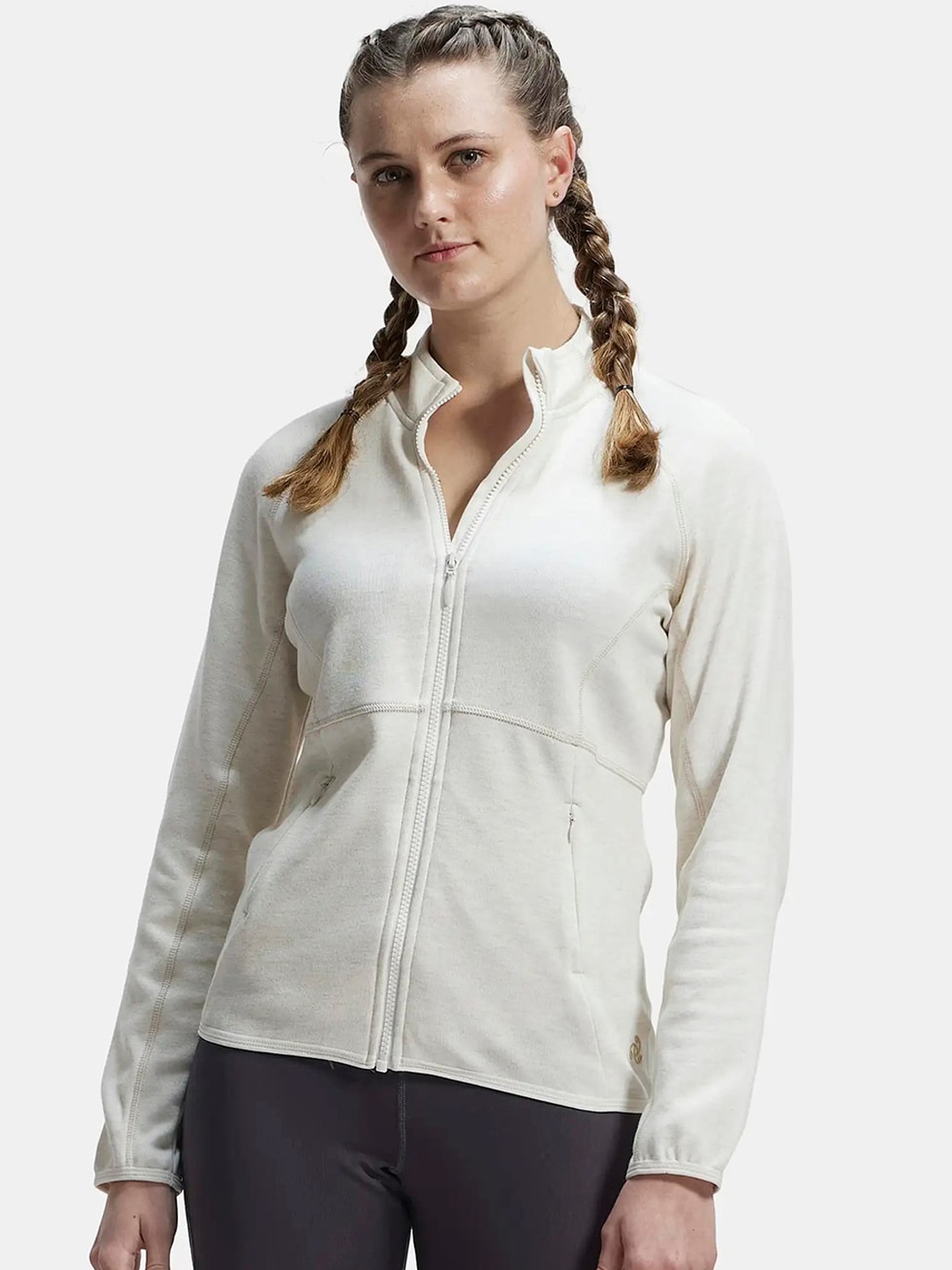

Jockey Mock Collar Running Sporty Jacket, Cream