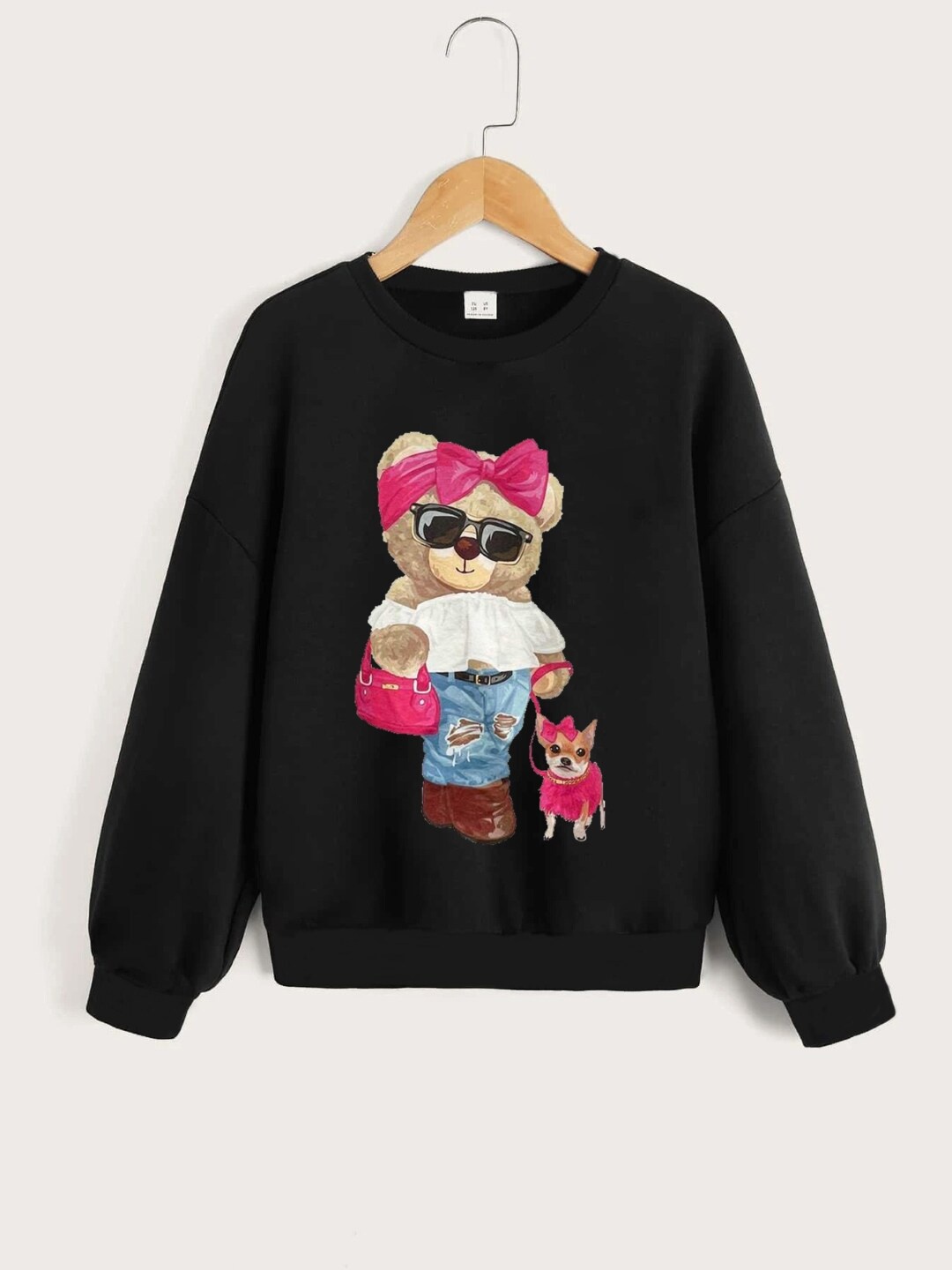 

StyleCast Girls Black Graphic Printed Round Neck Pullover