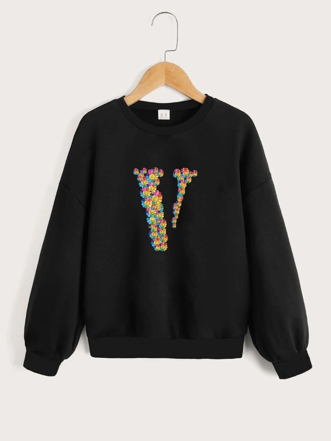 

StyleCast Girls Black Floral Printed Long Sleeves Pullover Sweatshirt