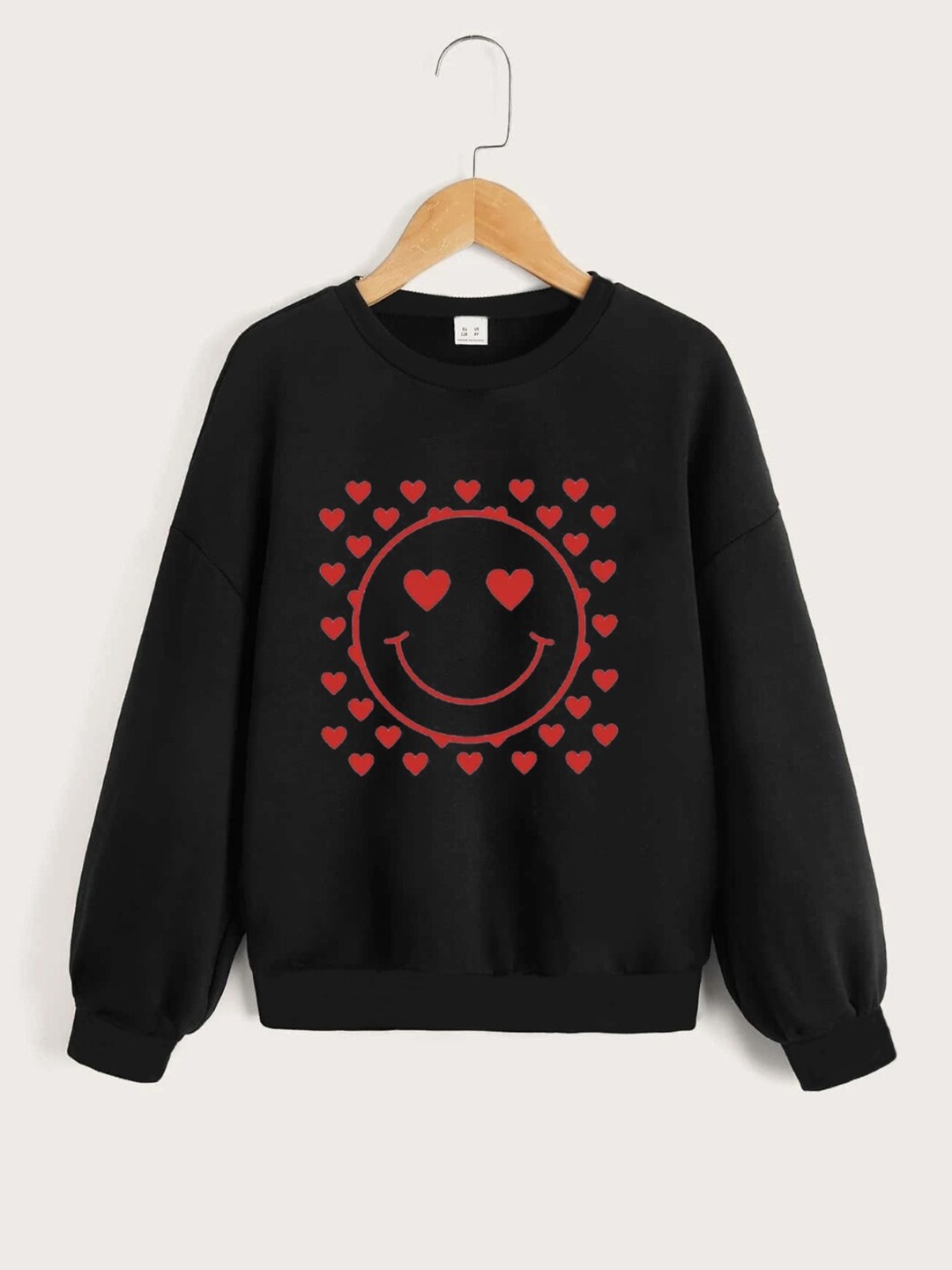 

StyleCast Girls Black Graphic Printed Round Neck Pullover