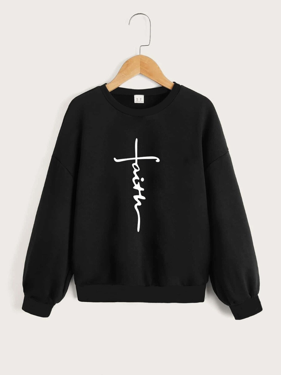 

StyleCast Girls Typography Printed Pullover Sweatshirt, Black