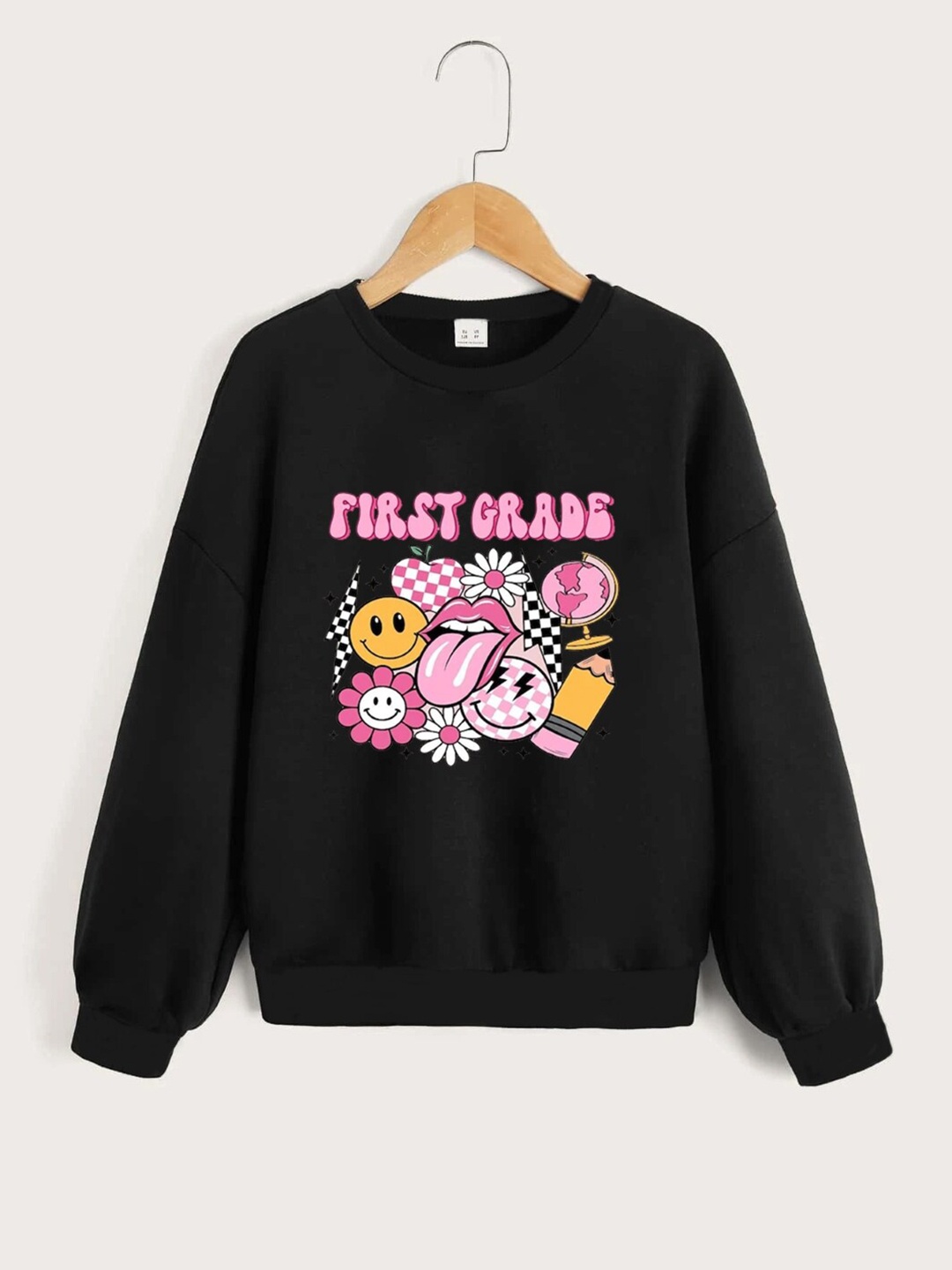 

StyleCast Girls Black Printed Pullover Sweatshirt