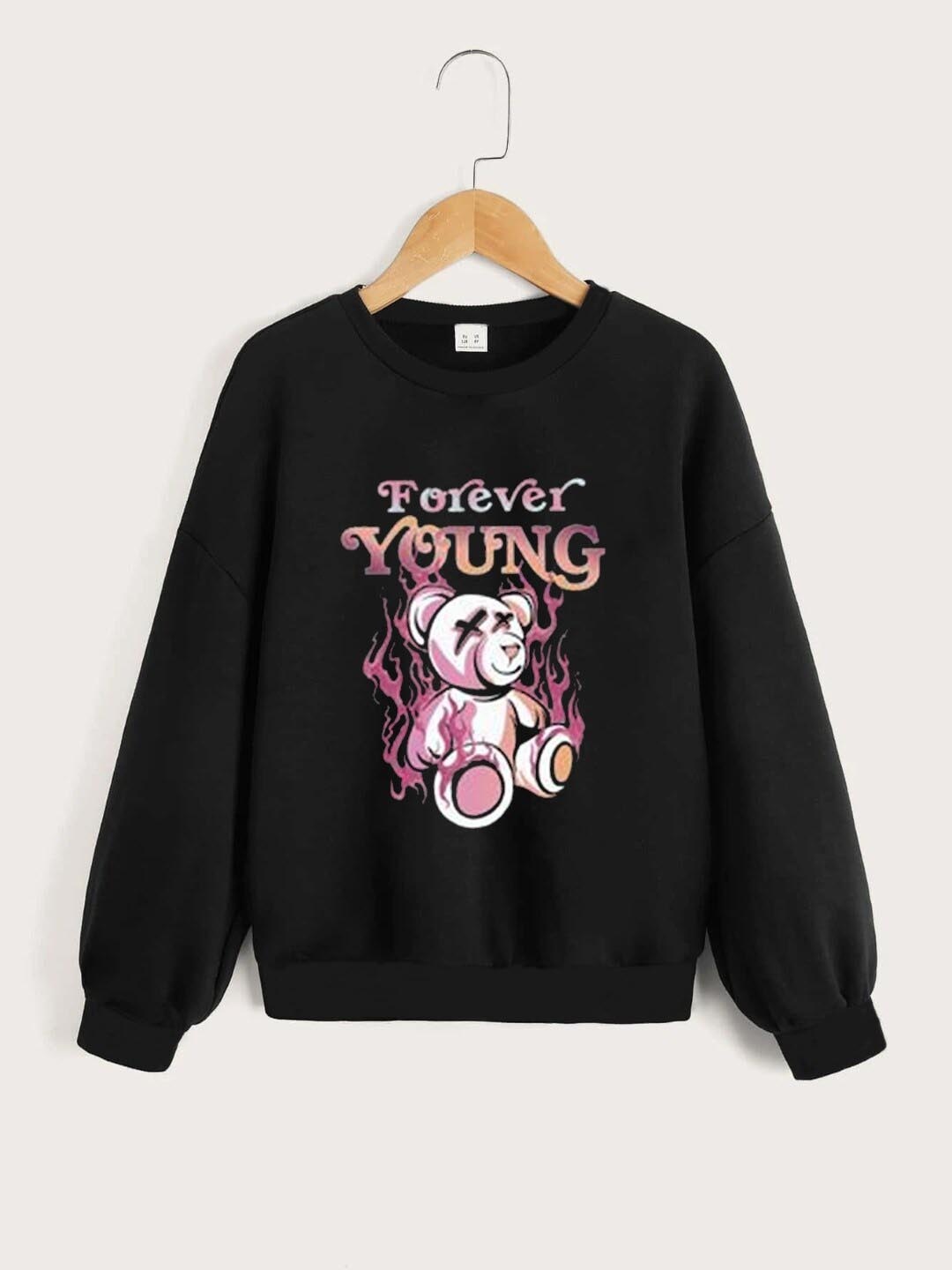 

StyleCast Girls Graphic Printed Pullover Sweatshirt, Black