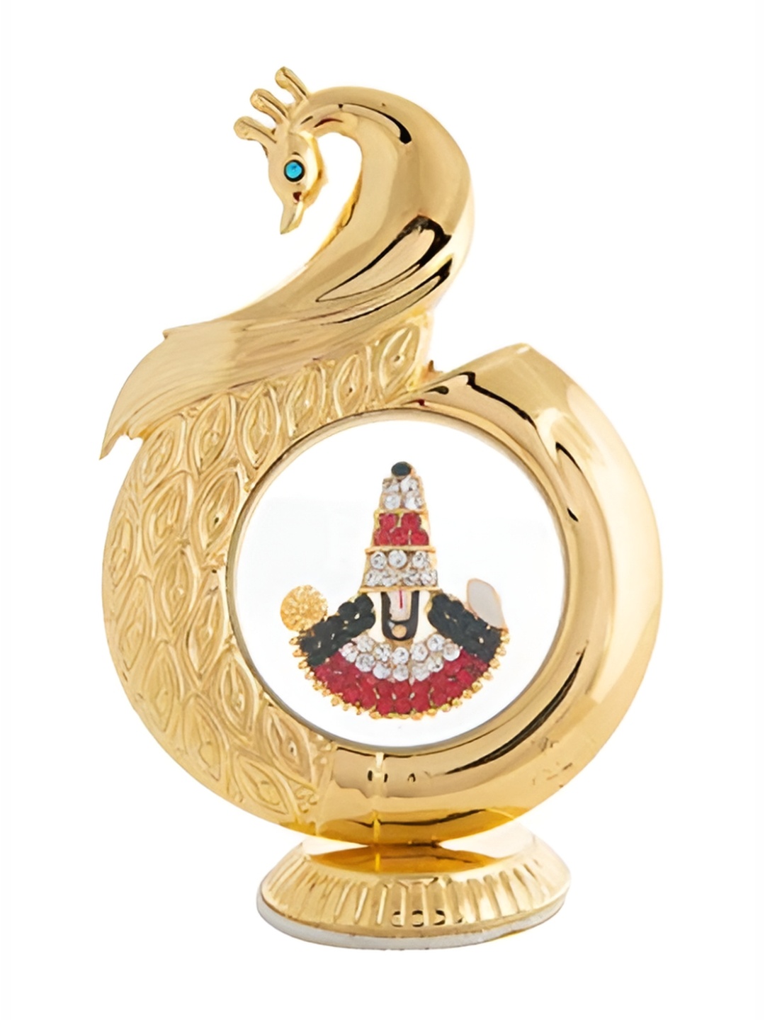 

INTERNATIONAL GIFT Gold toned & Black Peacock Tirupati Balaji Car Dashboard Showpiece