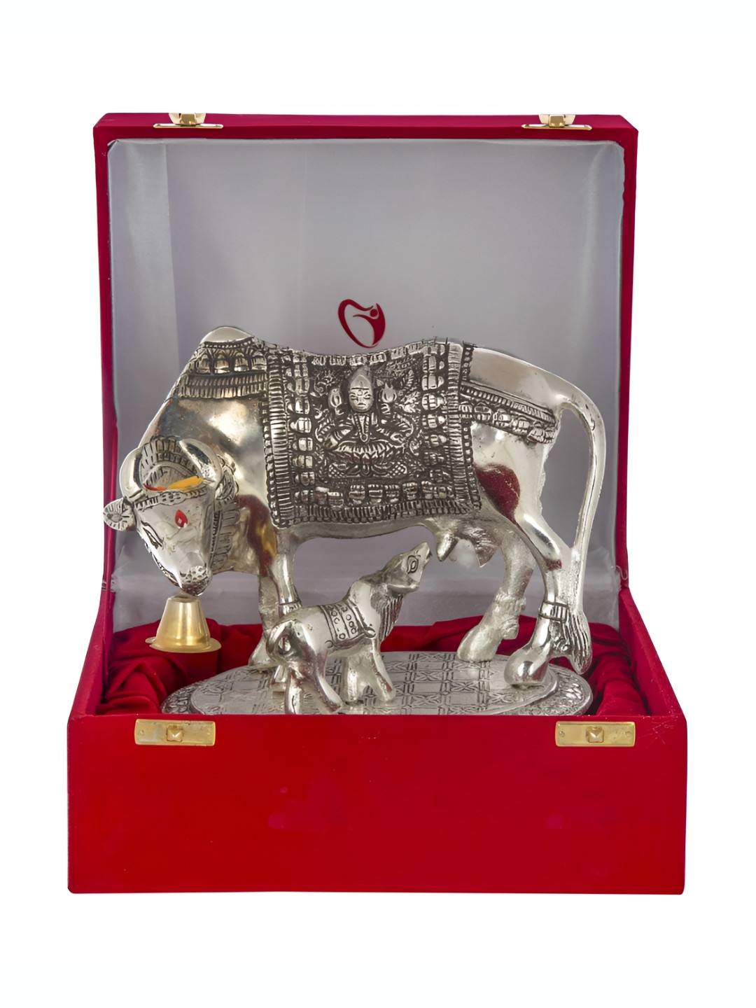 

INTERNATIONAL GIFT Silver toned Laxmi Ganesh Kamdhenu Cow & Calf Showpiece
