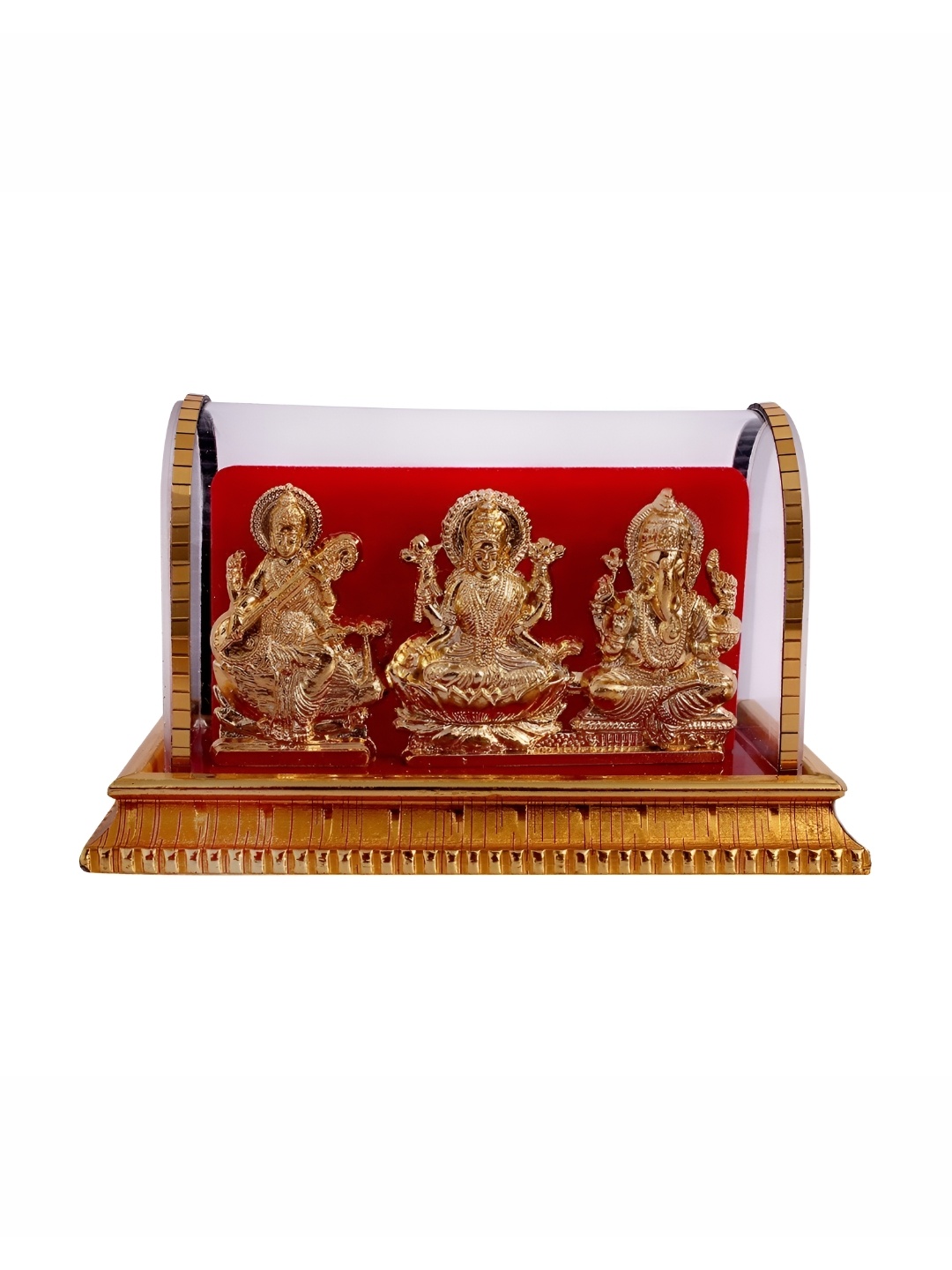 

INTERNATIONAL GIFT Aluminum Lord Ganesh & Maa Lakshmi Sarswati Idol, Gold