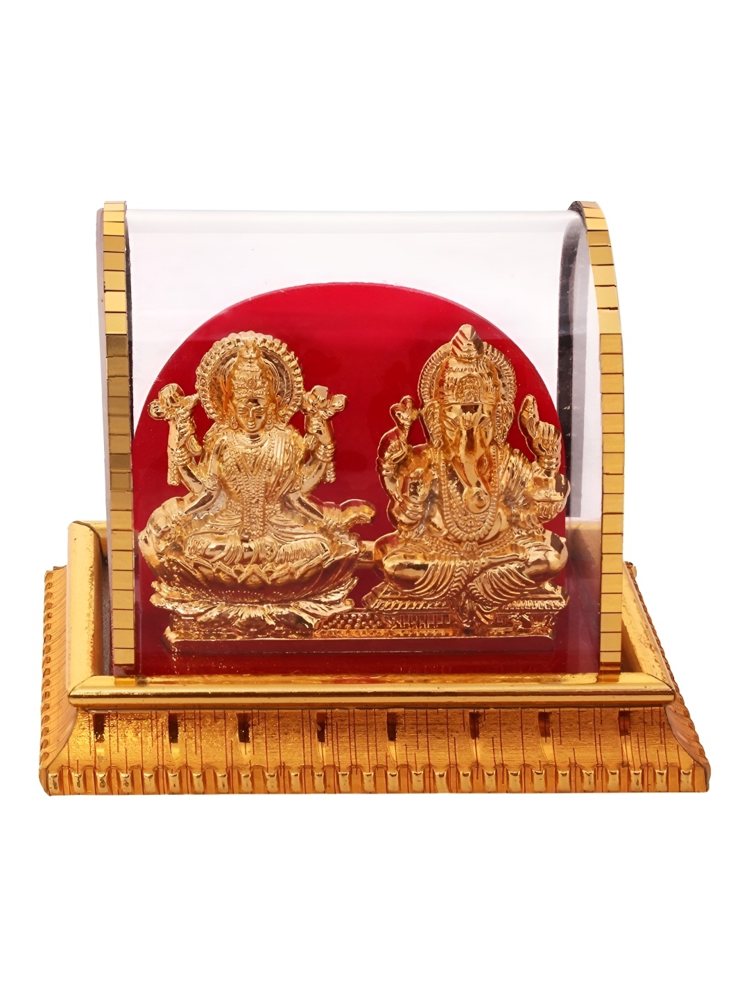 

INTERNATIONAL GIFT Gold toned Religious Brass Lord Ganesh & Maa Lakshmi Idol Showpiece