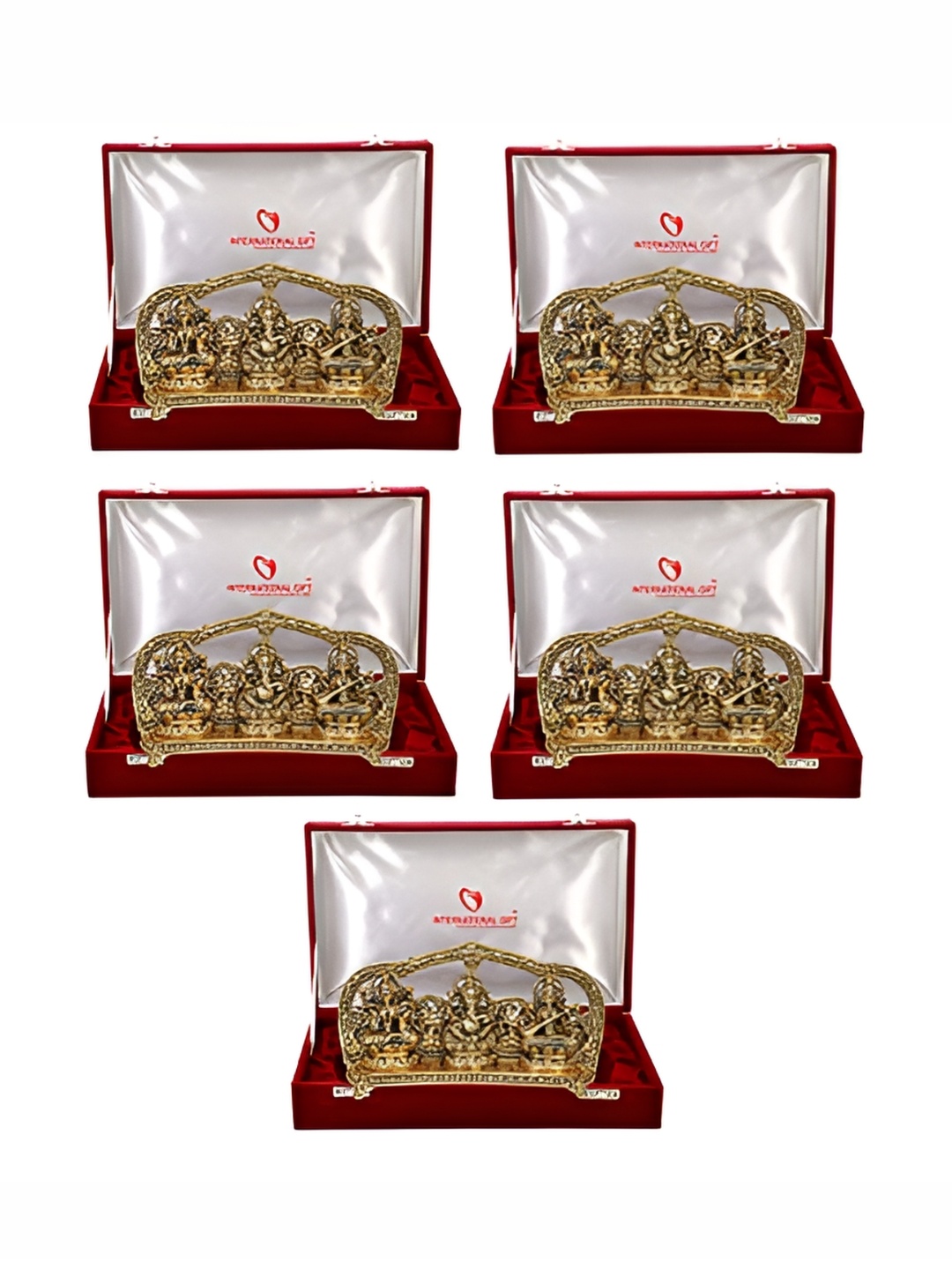

INTERNATIONAL GIFT Gold Toned Laxmi Ganesh Saraswati God Idol Gift Set