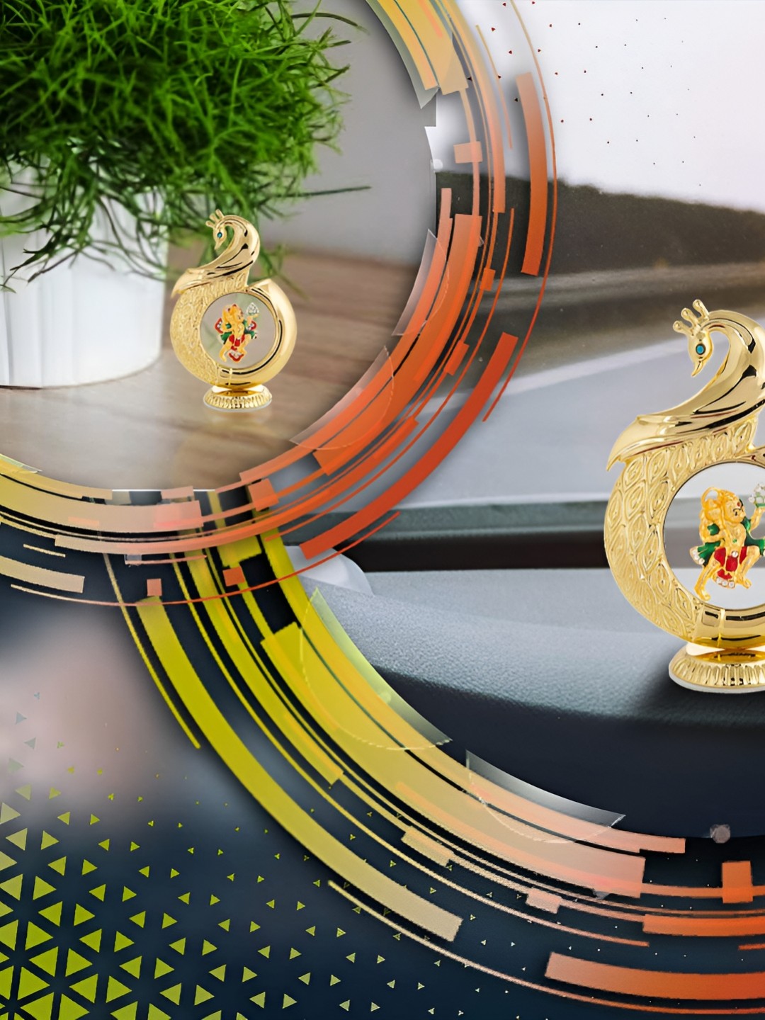 

INTERNATIONAL GIFT Gold Toned Religious Brass Hanuman Idol For Car Dashboard
