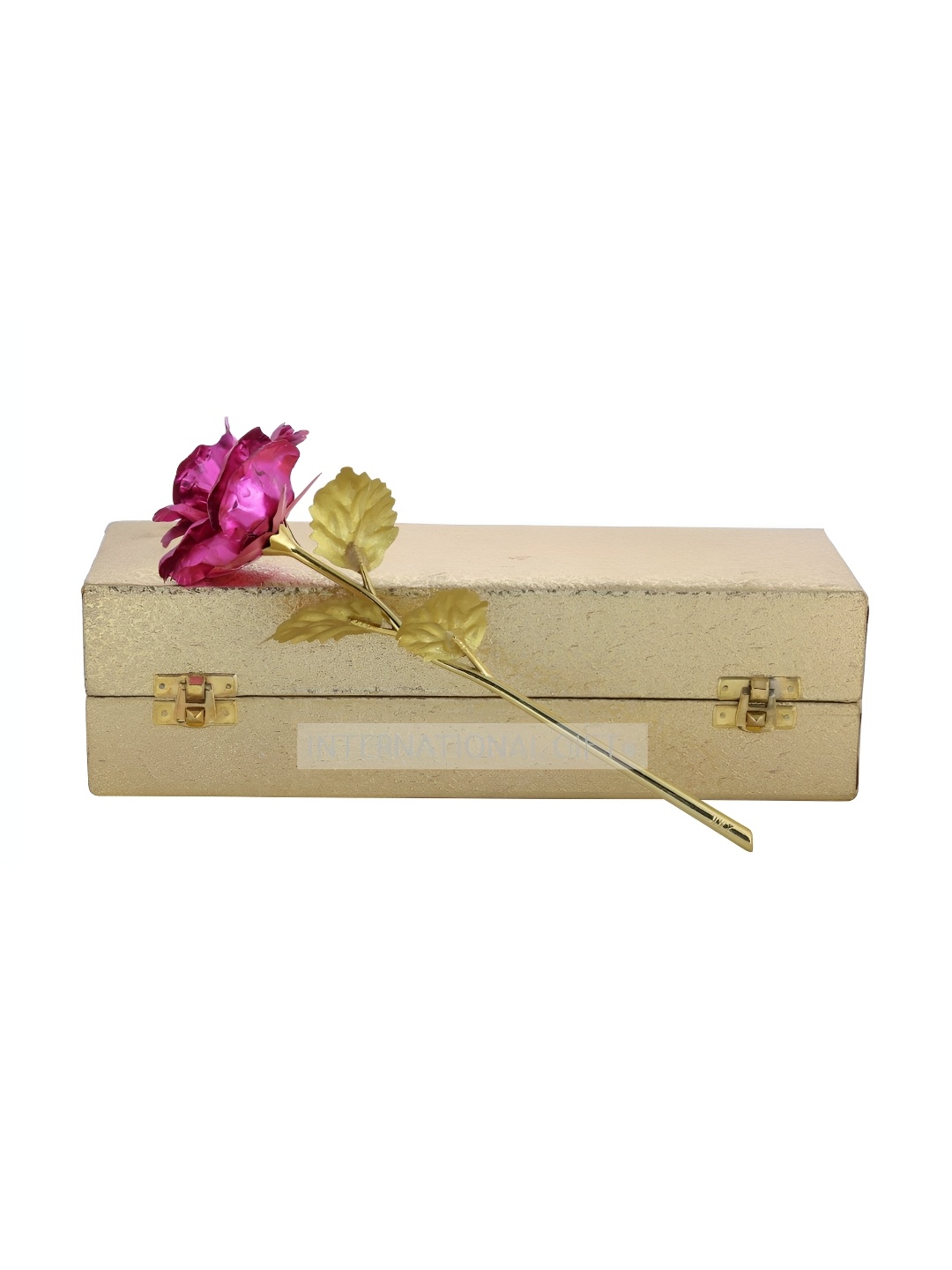 

INTERNATIONAL GIFT Pink Rose Flower With Leaf & Luxury Gift Box
