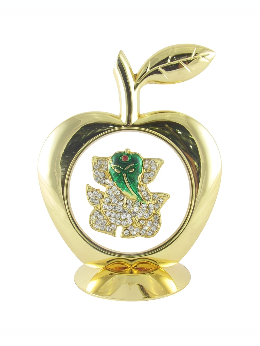 

INTERNATIONAL GIFT Gold Toned Brass Apple Shape Ganesh Idol Showpiece