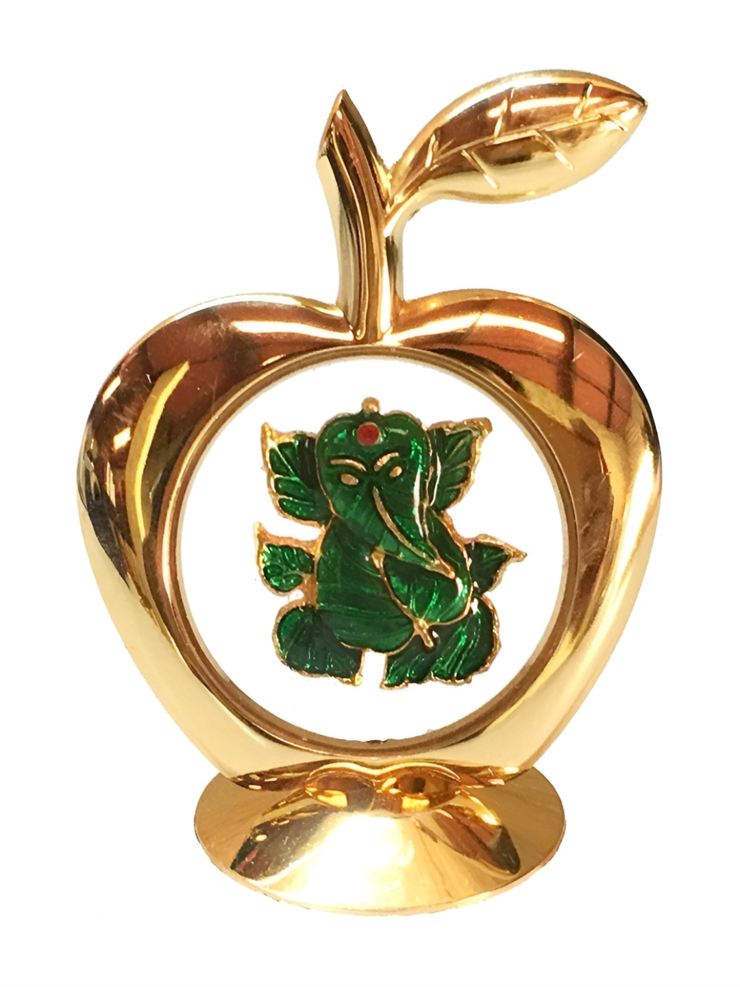 

INTERNATIONAL GIFT Gold Toned & Green Brass Ganesh God Idol Showpiece