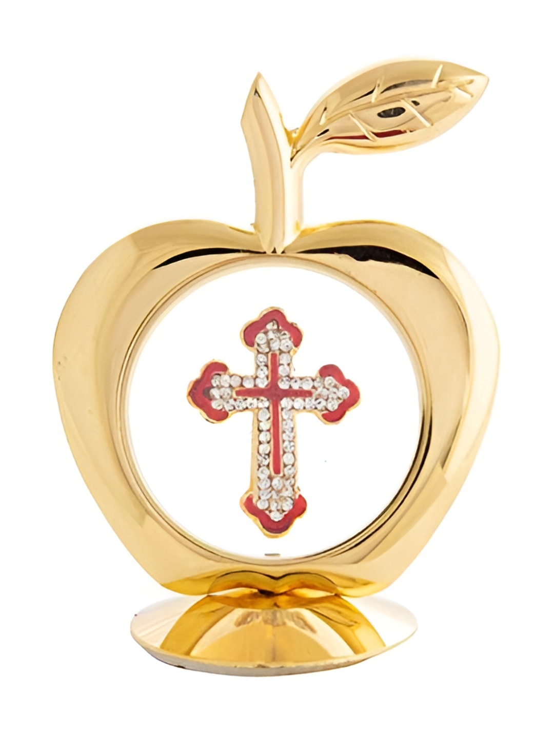 

INTERNATIONAL GIFT Gold Toned Religious Brass Apple Shape Jesus Car Dashboard God Idol