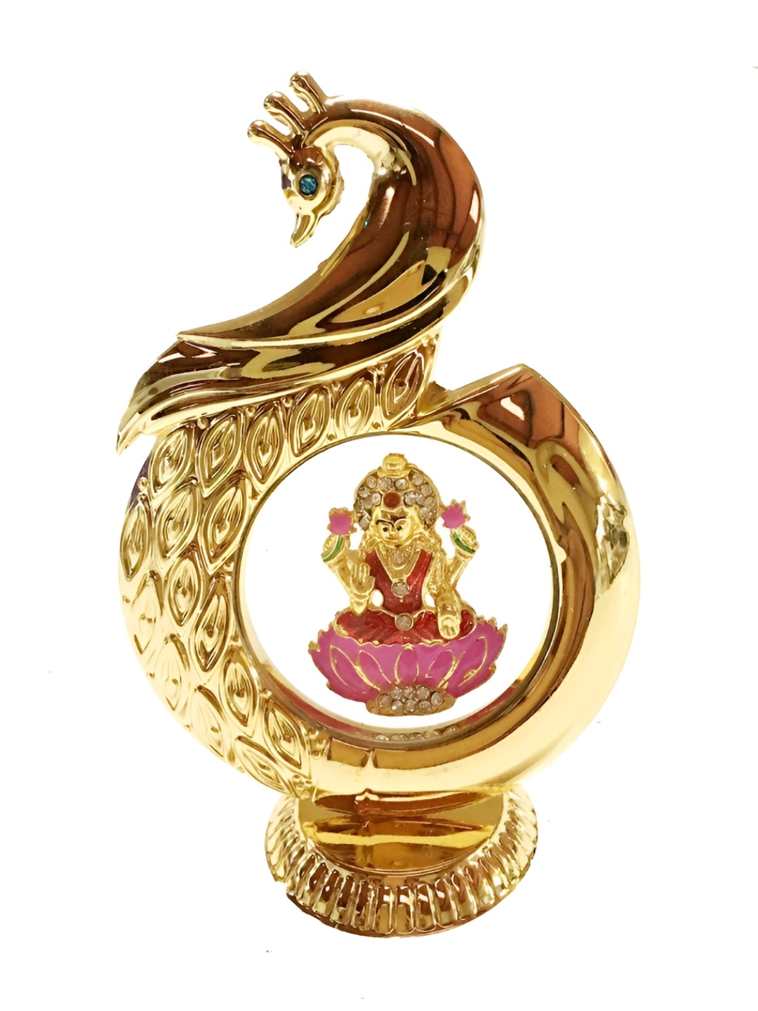 

INTERNATIONAL GIFT Gold Toned Brass Laxmi Ji Idol Showpiece