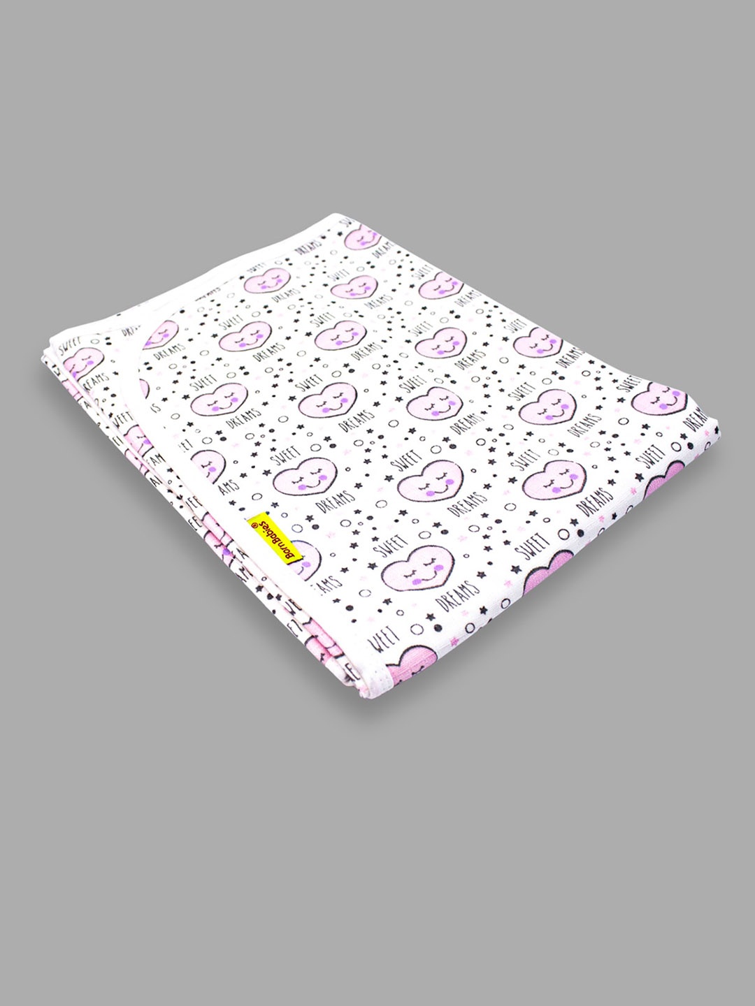 

Born Babies Infants Pink& White Printed Cotton 150 GSM Bath Towel