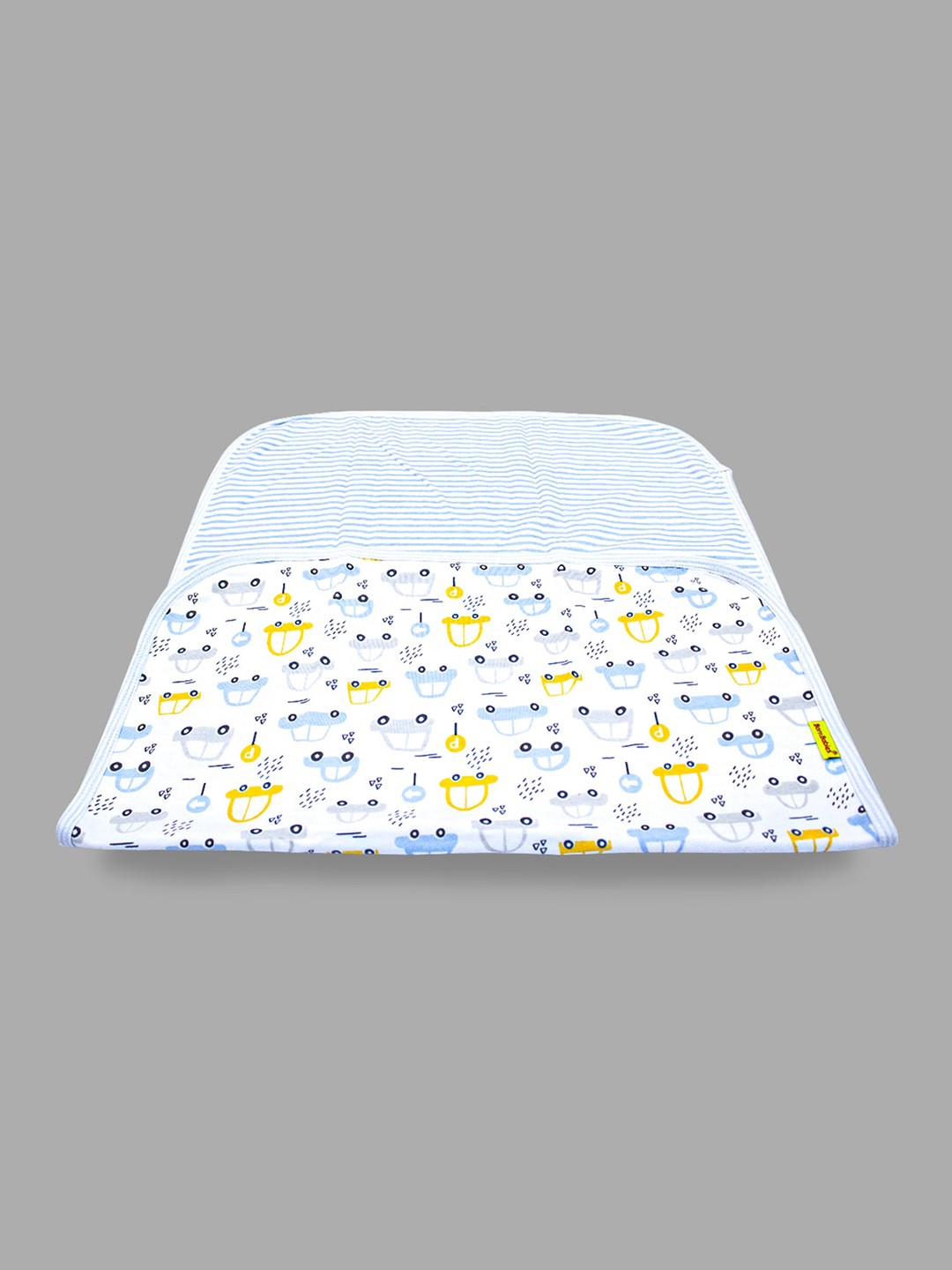 

Born Babies Infants White & Blue Printed 210 GSM Pure Cotton Bath Towel