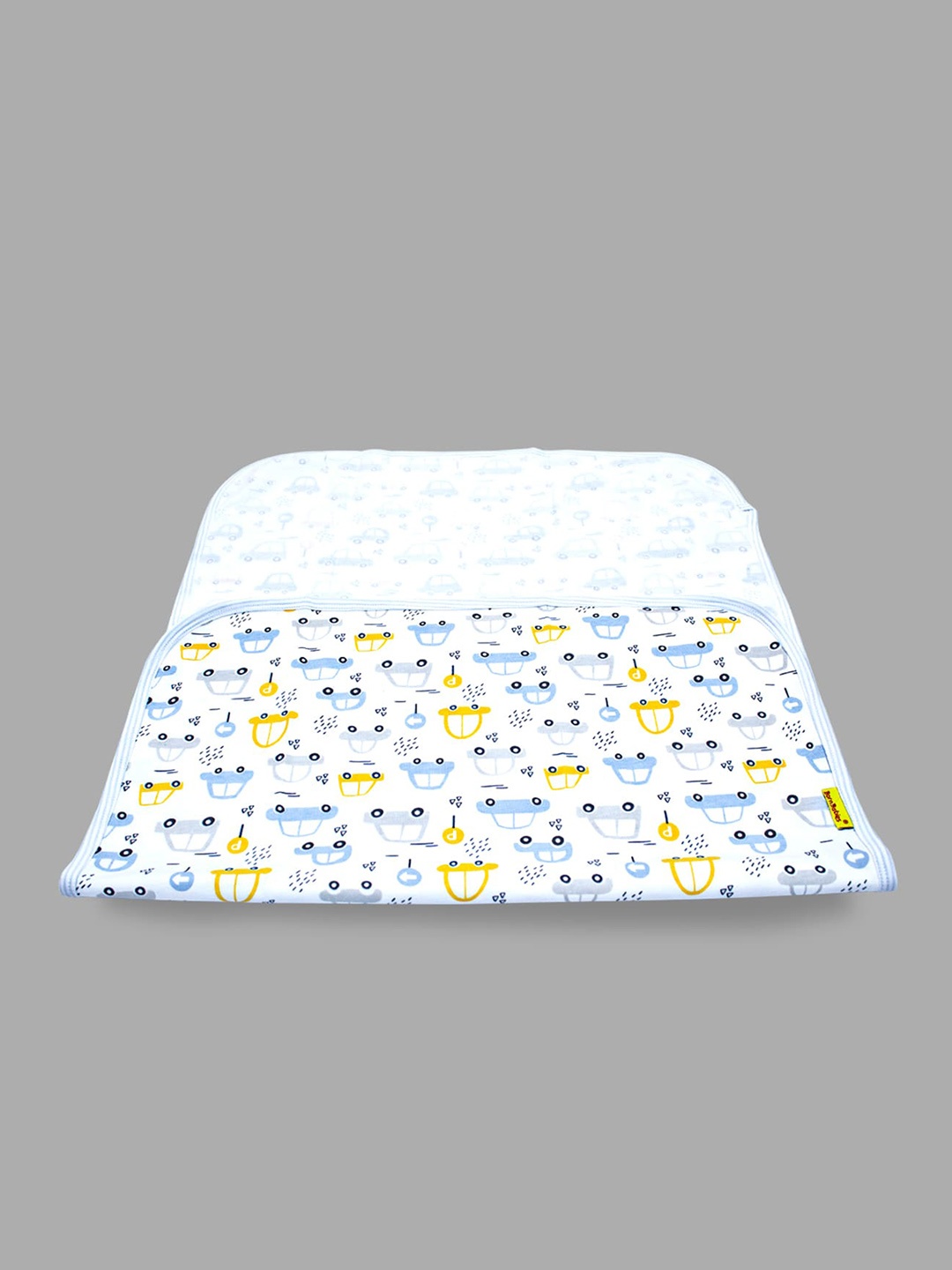 

Born Babies Infants White & Blue Printed Cotton 210 GSM Bath Towel