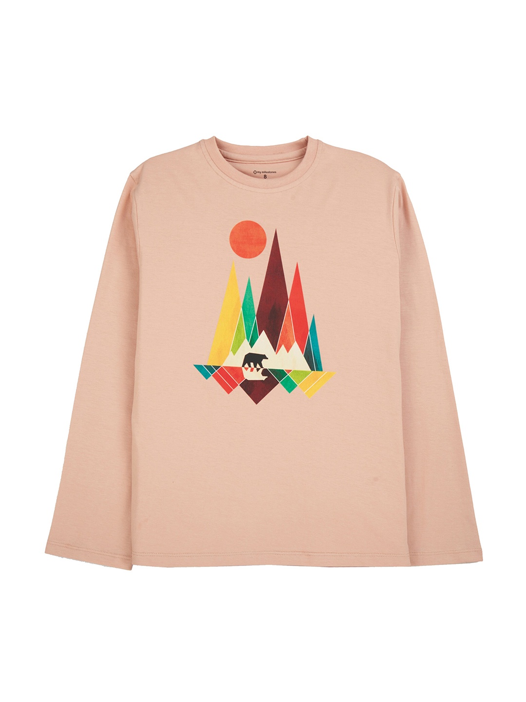 

My Milestones Boys Graphic Printed Cotton T-shirt, Tan