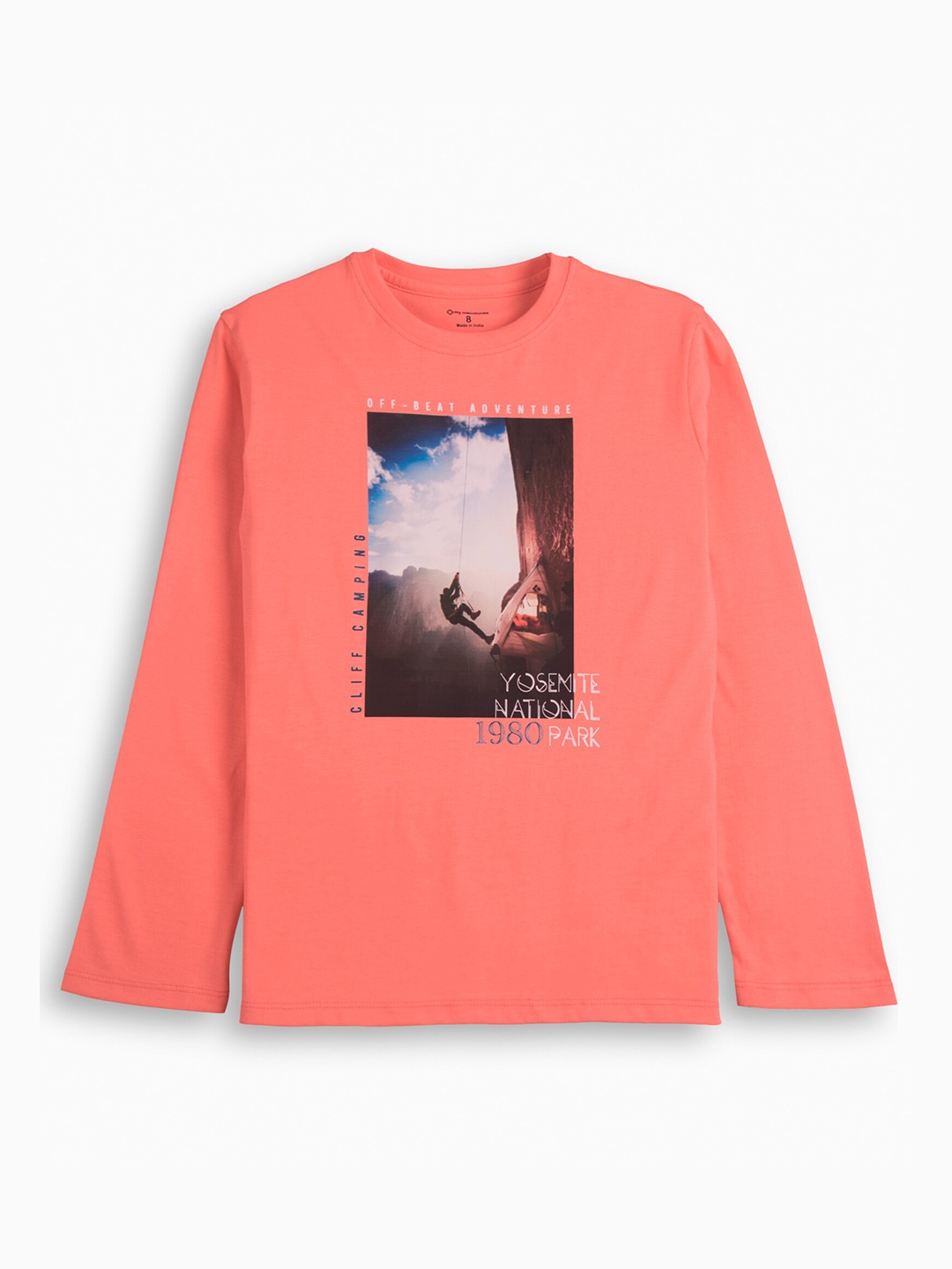My Milestones Boys Graphic Printed Cotton T-shirt, Coral