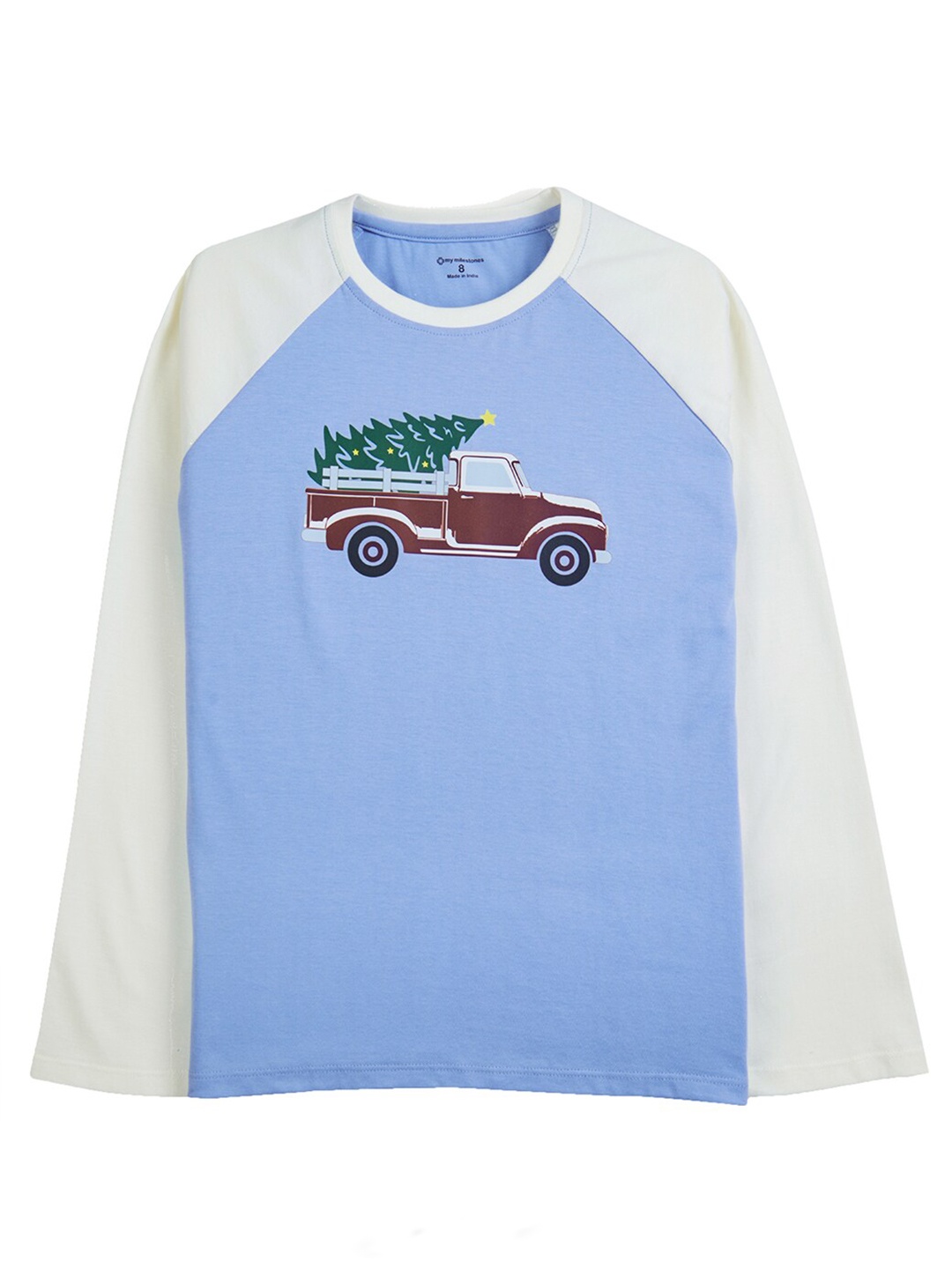 

My Milestones Boys Graphic Printed Raglan Sleeves Cotton T-shirt, Blue