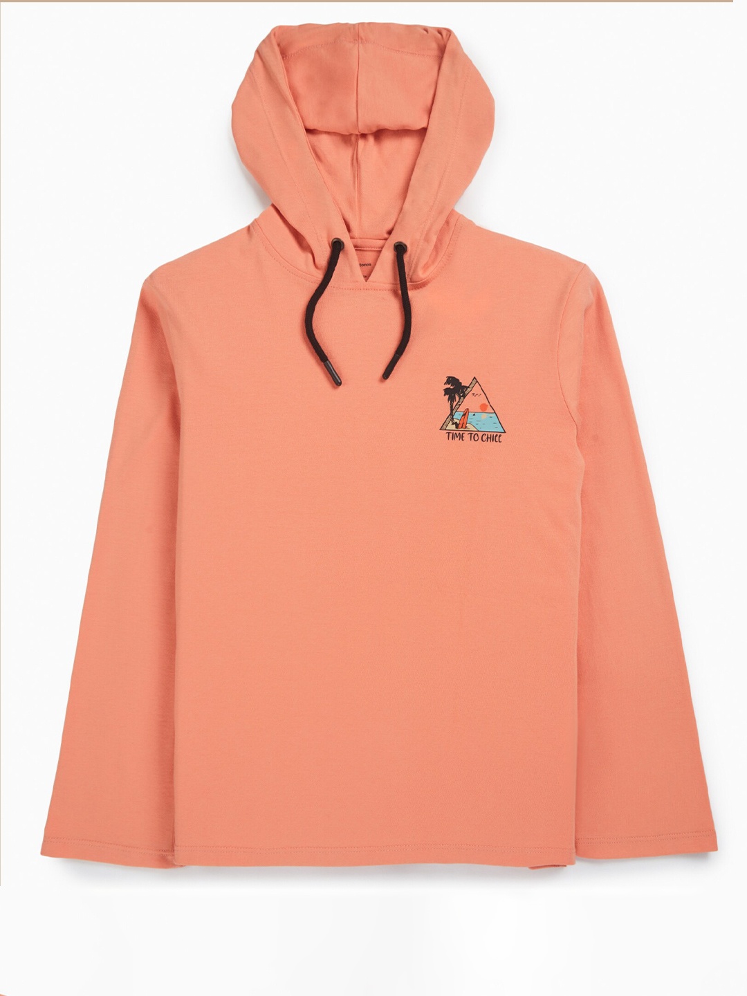

My Milestones Boys Graphic Printed Hooded Cotton T-shirt, Orange