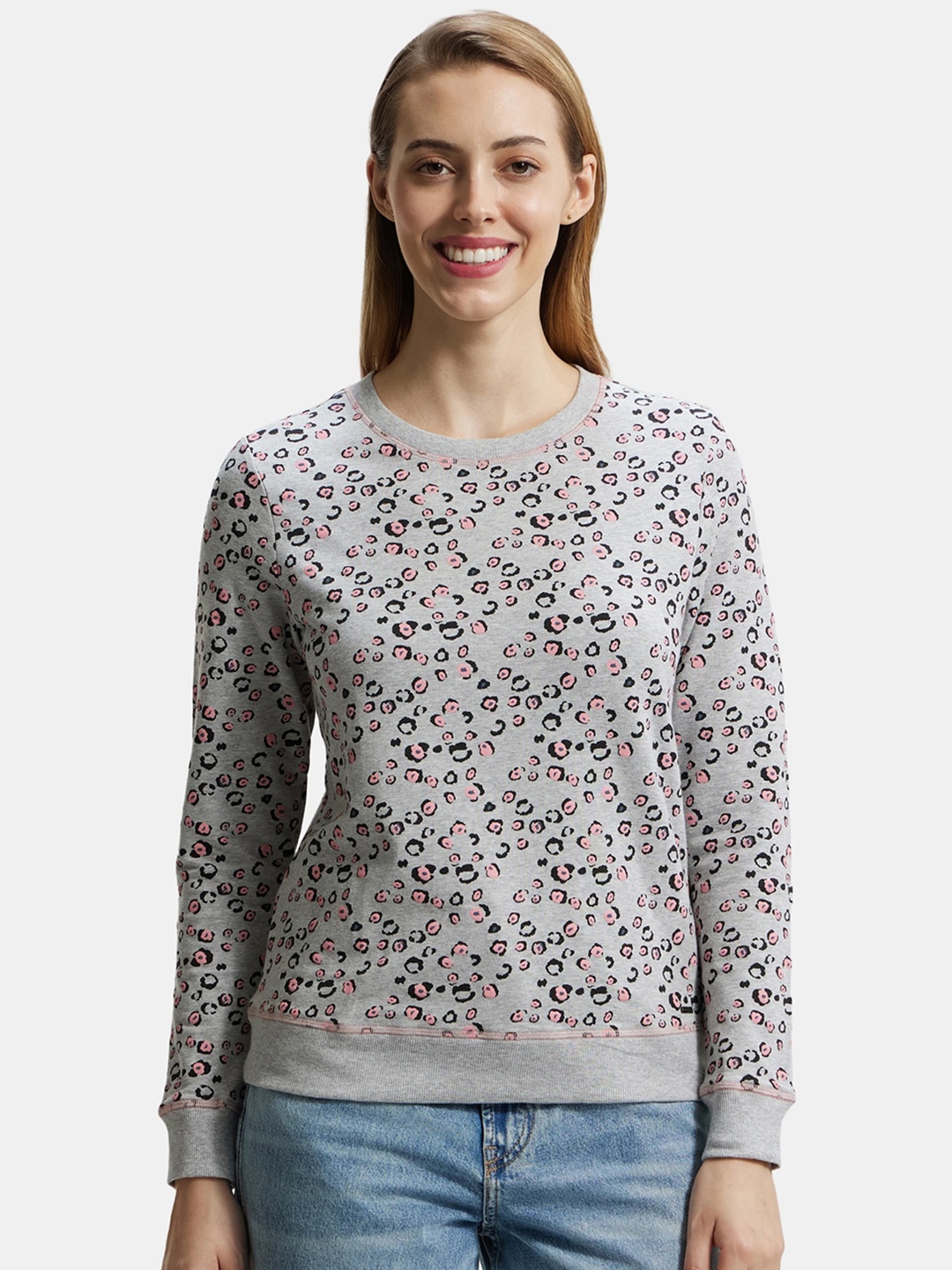 

Jockey Conversational Printed Cotton Sweatshirt, Grey