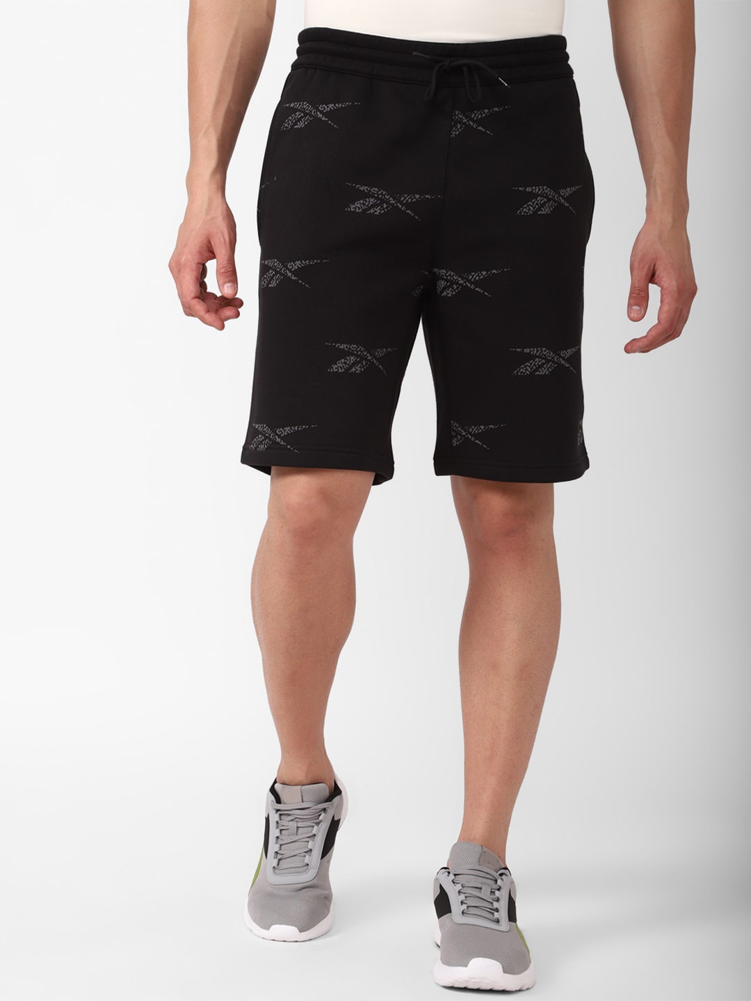 

Reebok Men Ri Aop Printed Sports Shorts, Black