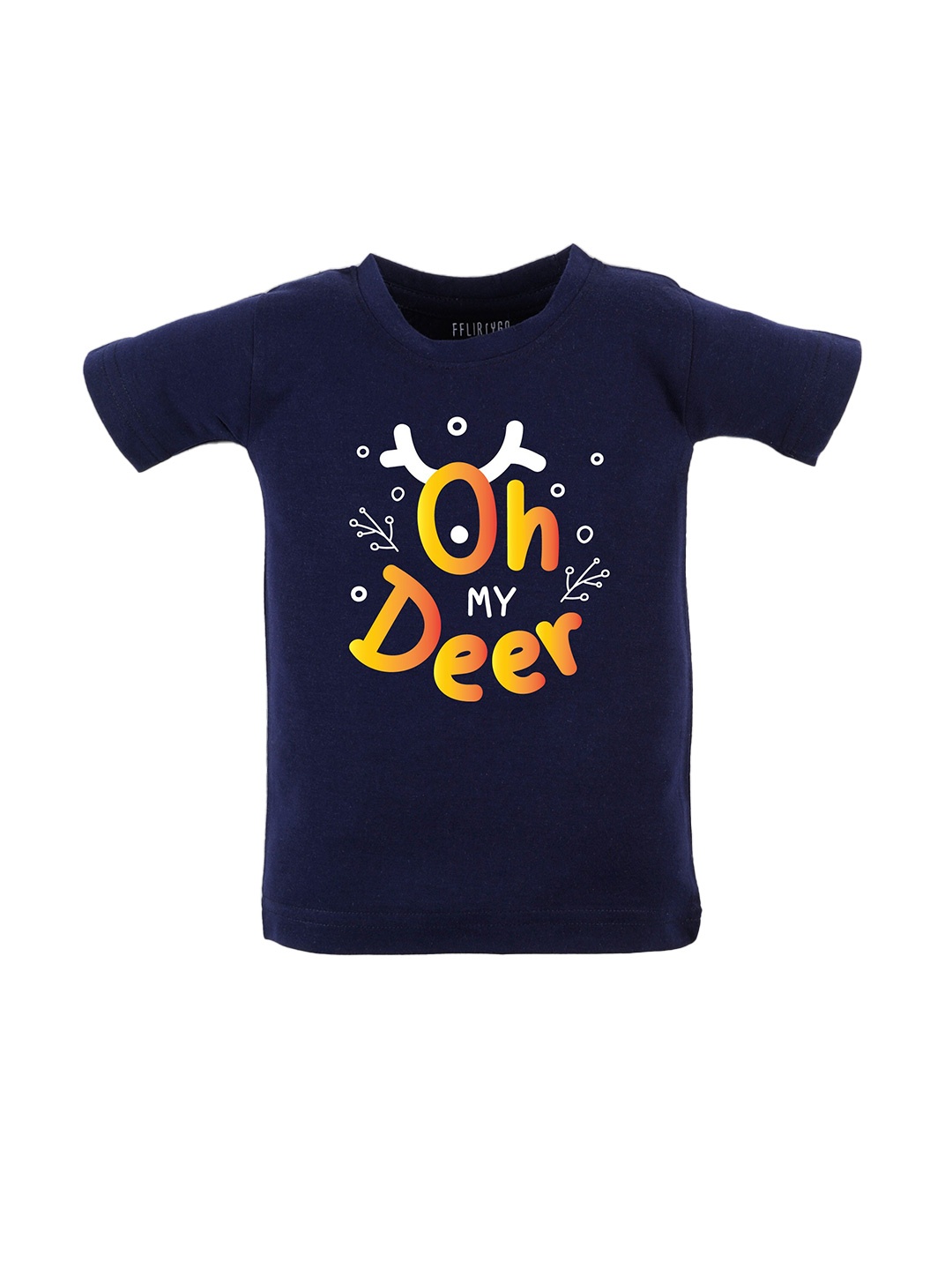 

FFLIRTYGO Kids Typography Printed Pure Cotton T-shirt, Navy blue