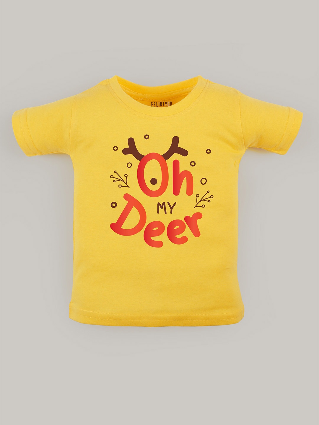 

FFLIRTYGO Kids Christmas Special Printed Pure Cotton T-shirt, Yellow