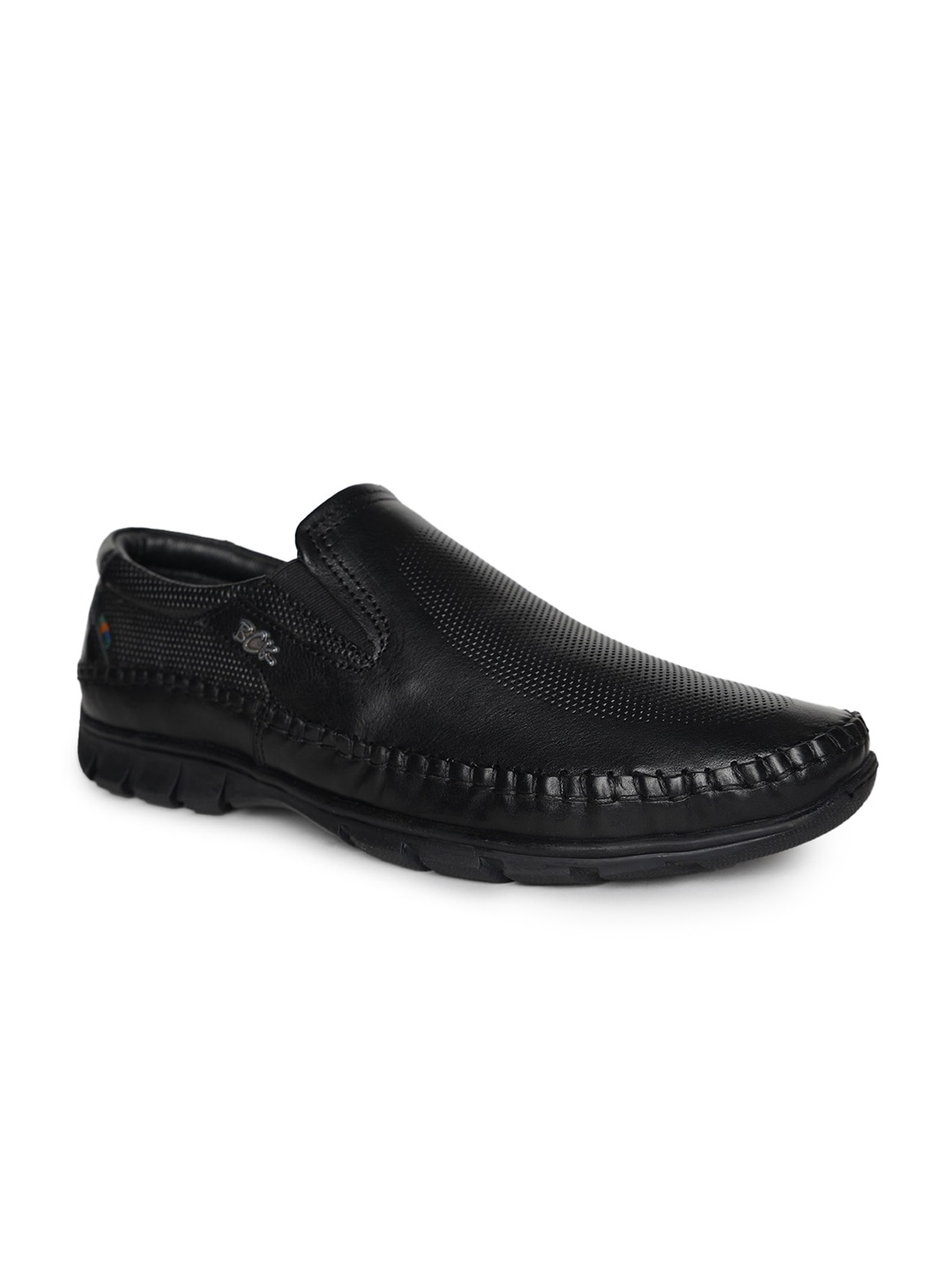 

Buckaroo Men HERELAF Perforated Genuine Leather Slip-On Shoes, Black