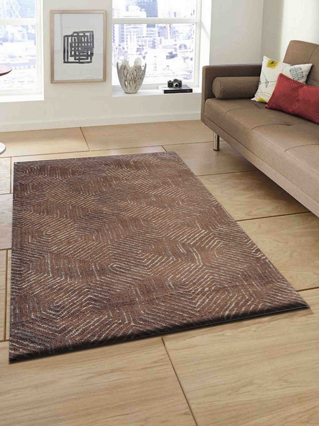 

PRESTO Brown & Beige Geometric Printed Rectangular Carpets