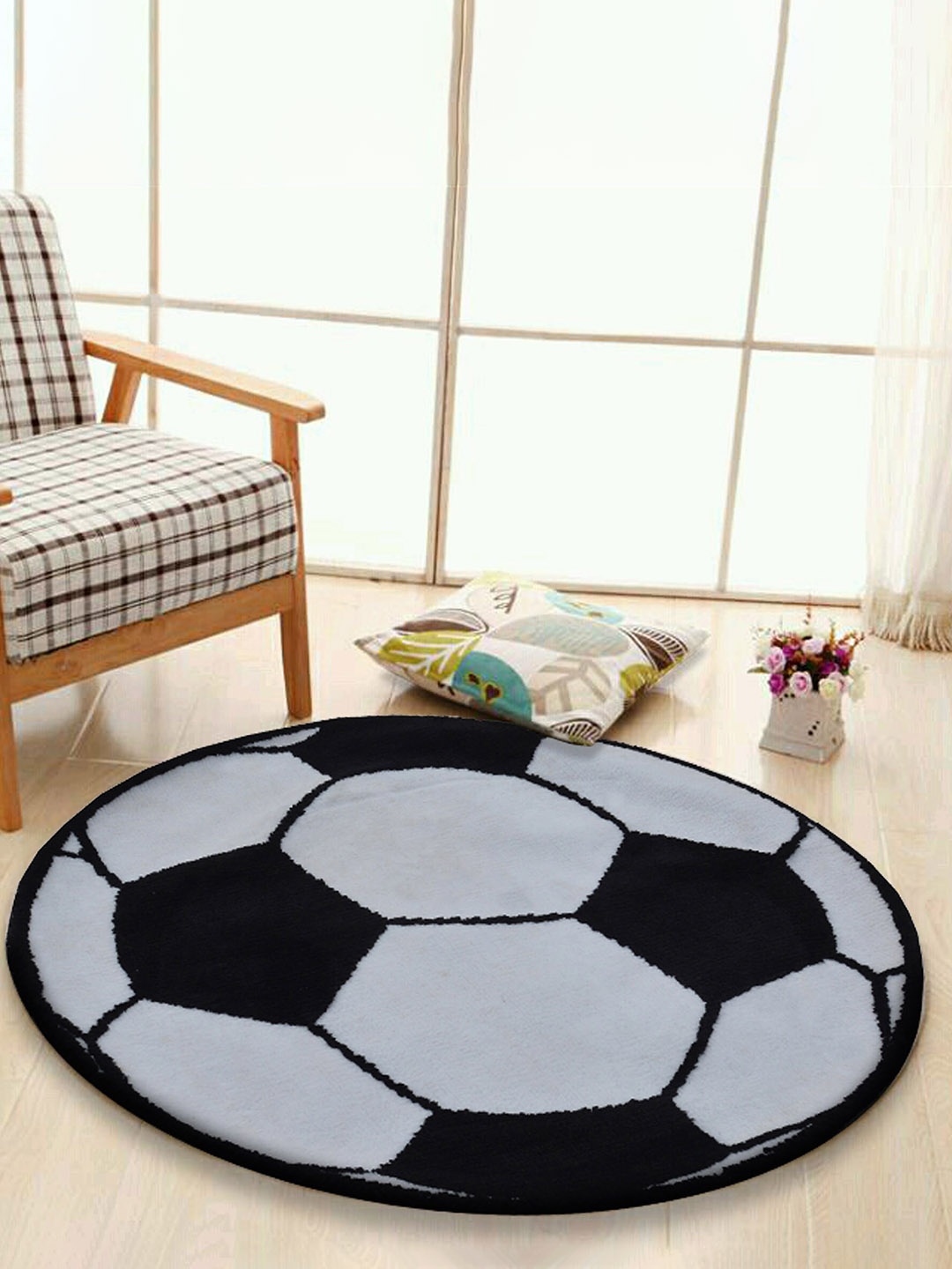 

PRESTO Black & Grey Geometric Circular Floor Carpet