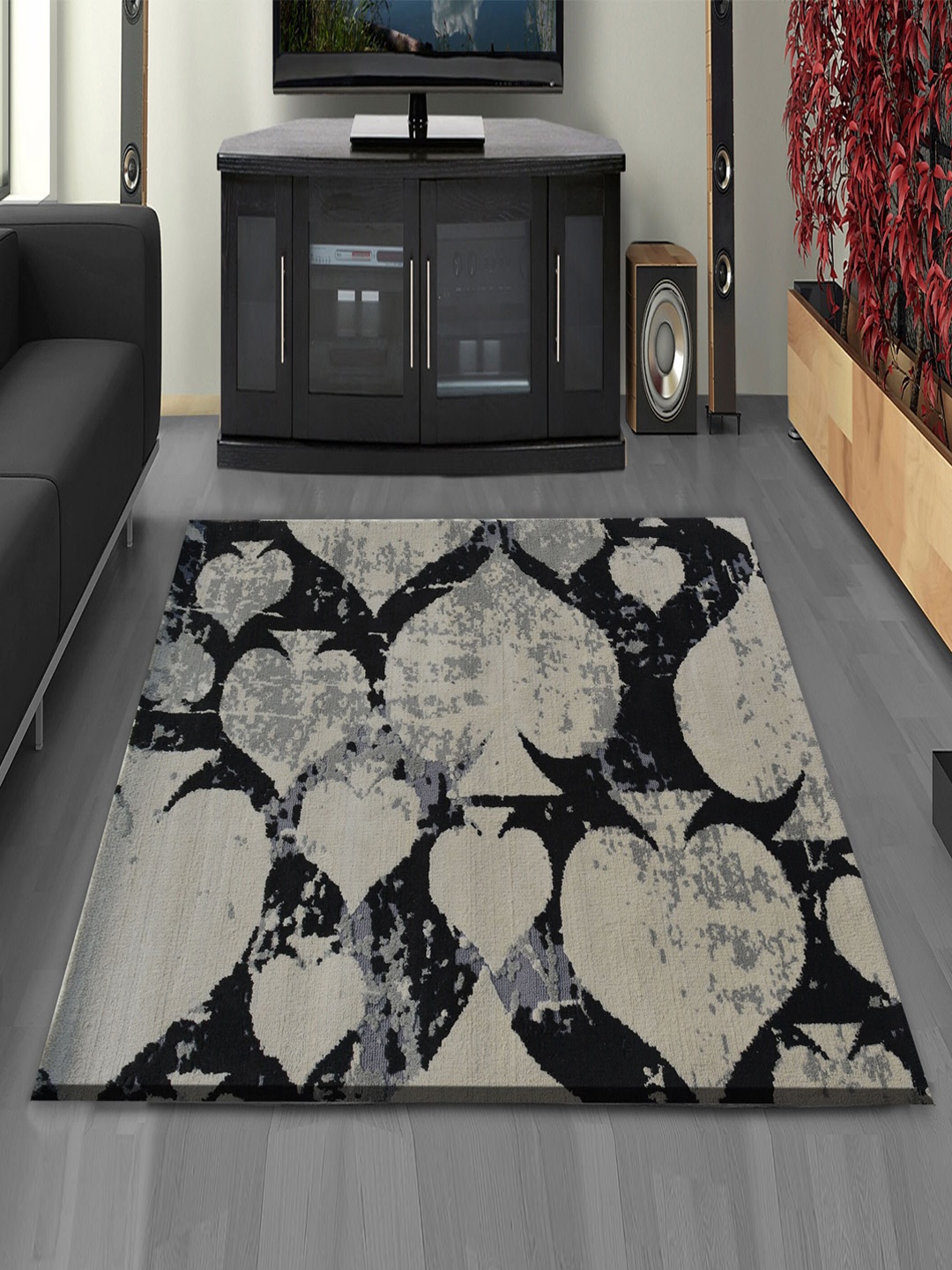 

PRESTO Black & Grey Abstract Rectangular Floor Carpet