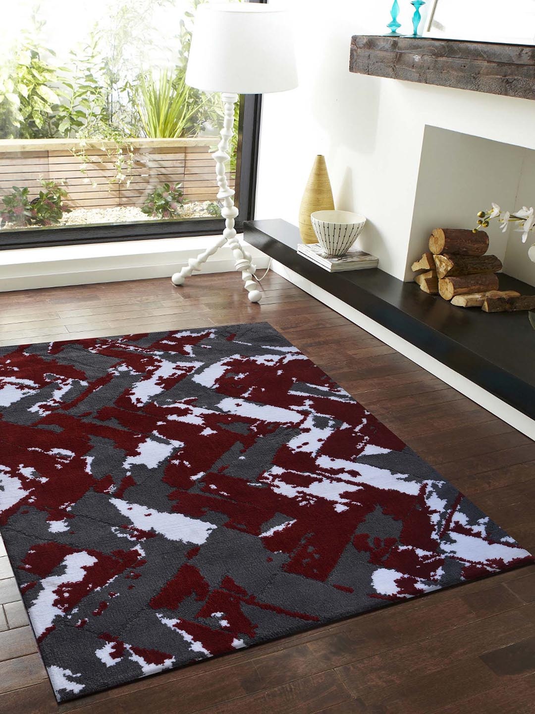 

PRESTO Red & Grey Abstract Contemporary No Shredding Carpet