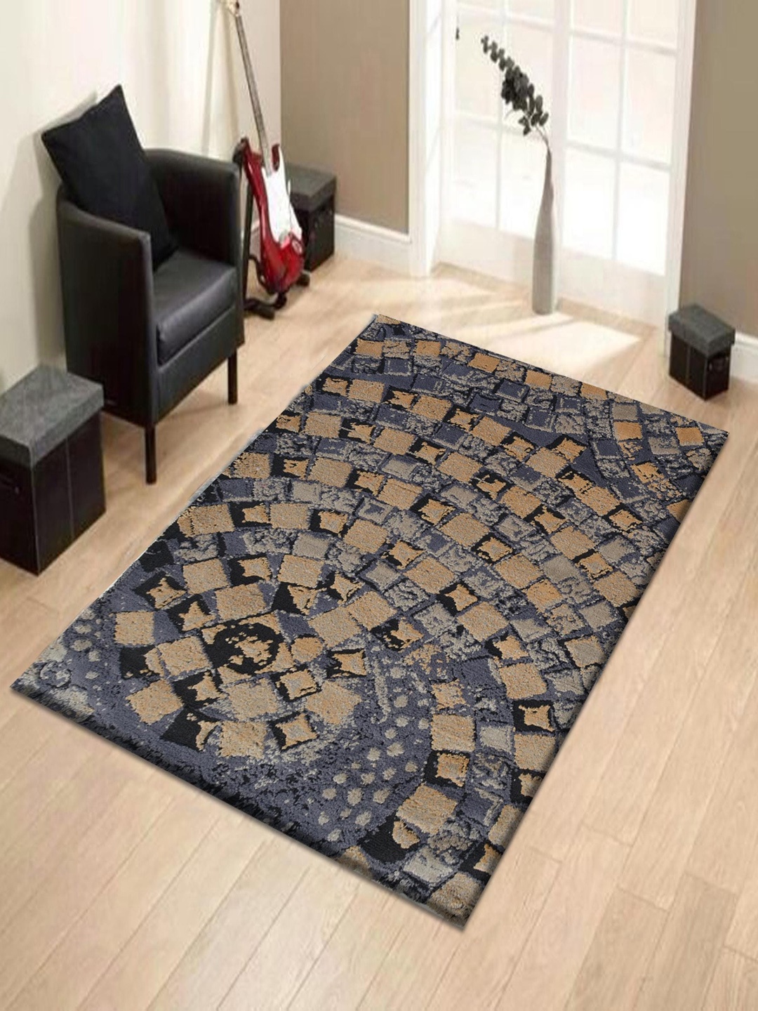 

PRESTO Brown & Grey Geometric Contemporary No Shredding Carpet