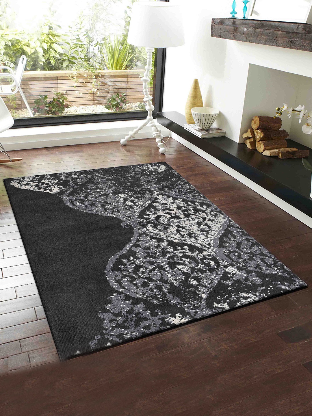 

PRESTO Black & White Abstract Rectangular Carpet